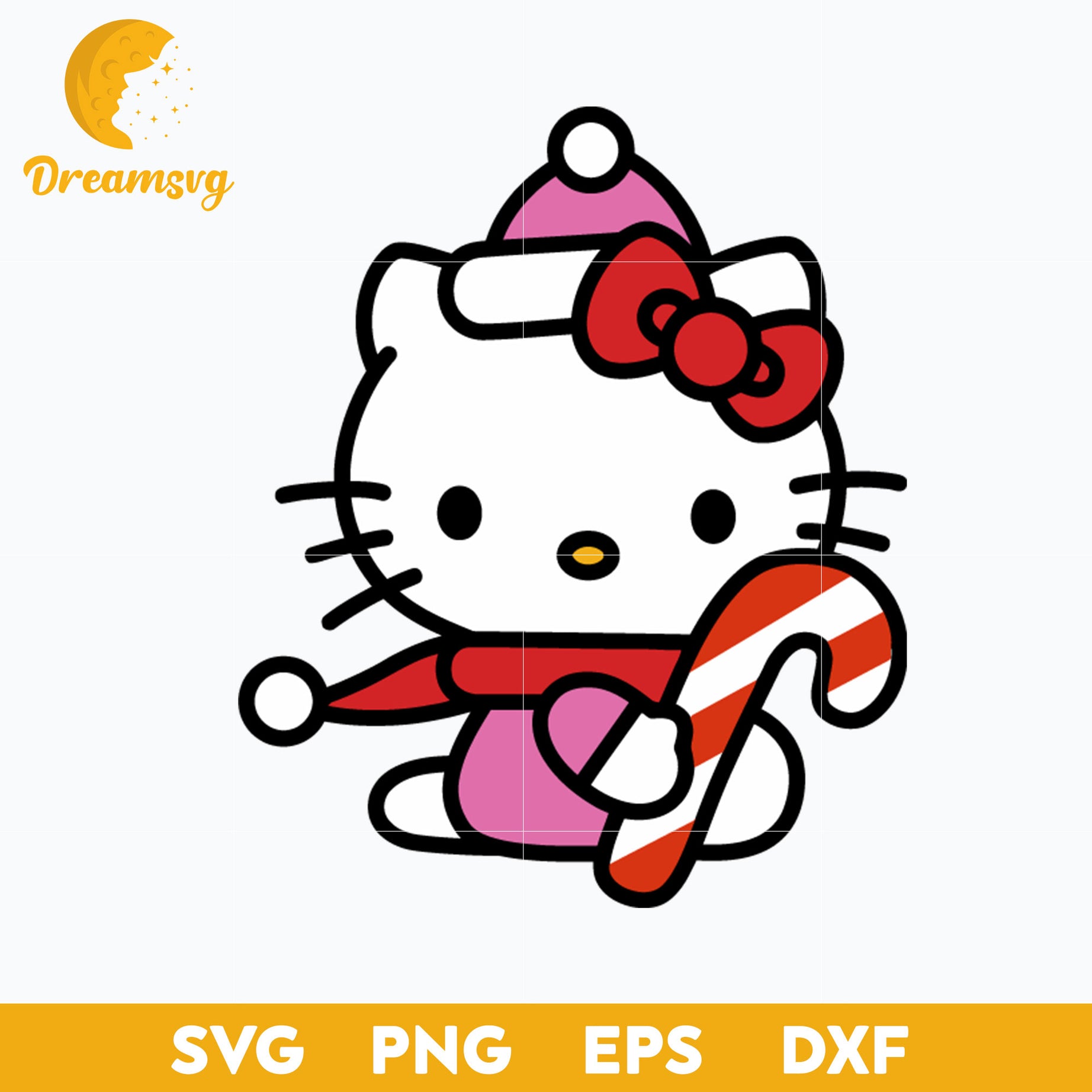 Hello Kitty Sugarcane Christmas SVG, Christmas SVG PNG DXF EPS File