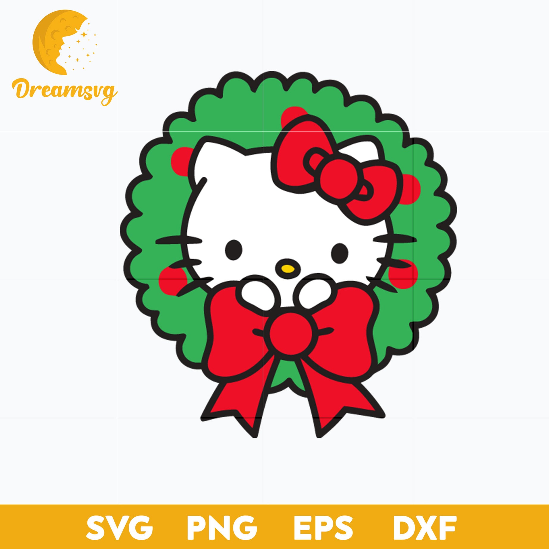Hello Kitty Wreath Christmas SVG, Christmas SVG PNG DXF EPS File