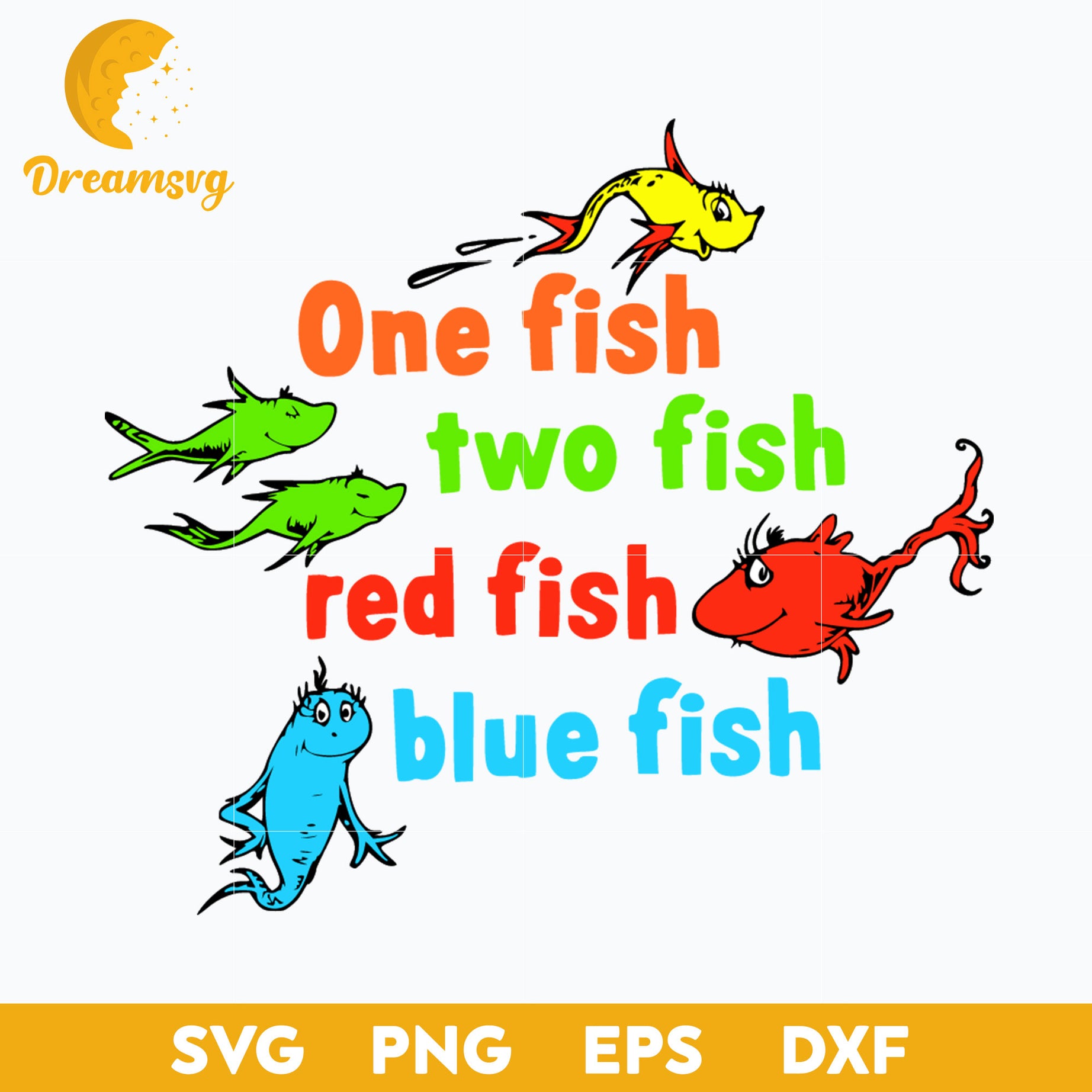One Fish Two Fish Red Fish Blue Fish SVG