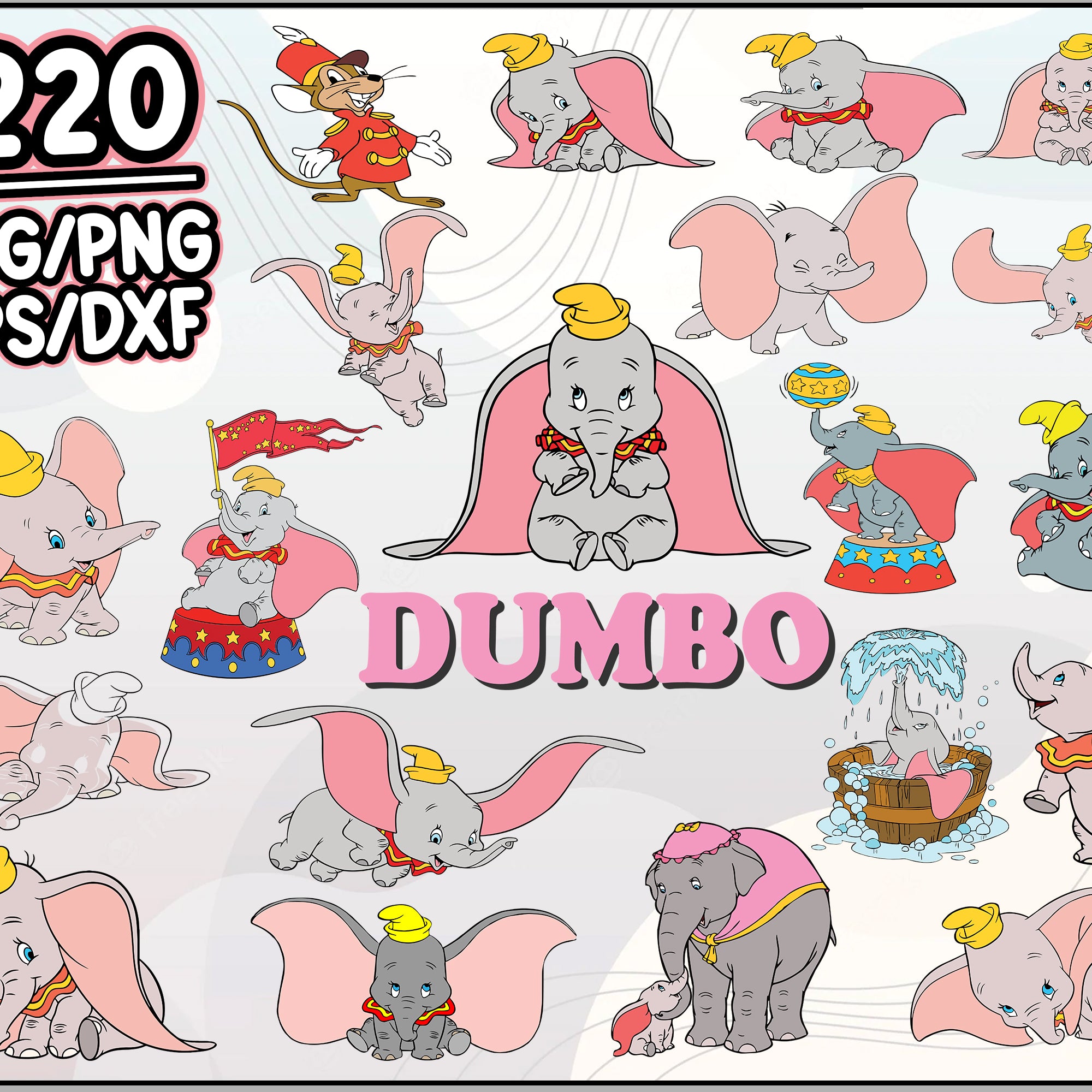 220+ Dumbo Bundle, Dumbo svg, Dumbo Printable, Dumbo Cut Files, Dumbo Clipart, Dumbo Vector, Dumbo PNG, Dumbo Silhouette, Cartoon svg, png, dxf, eps digital file