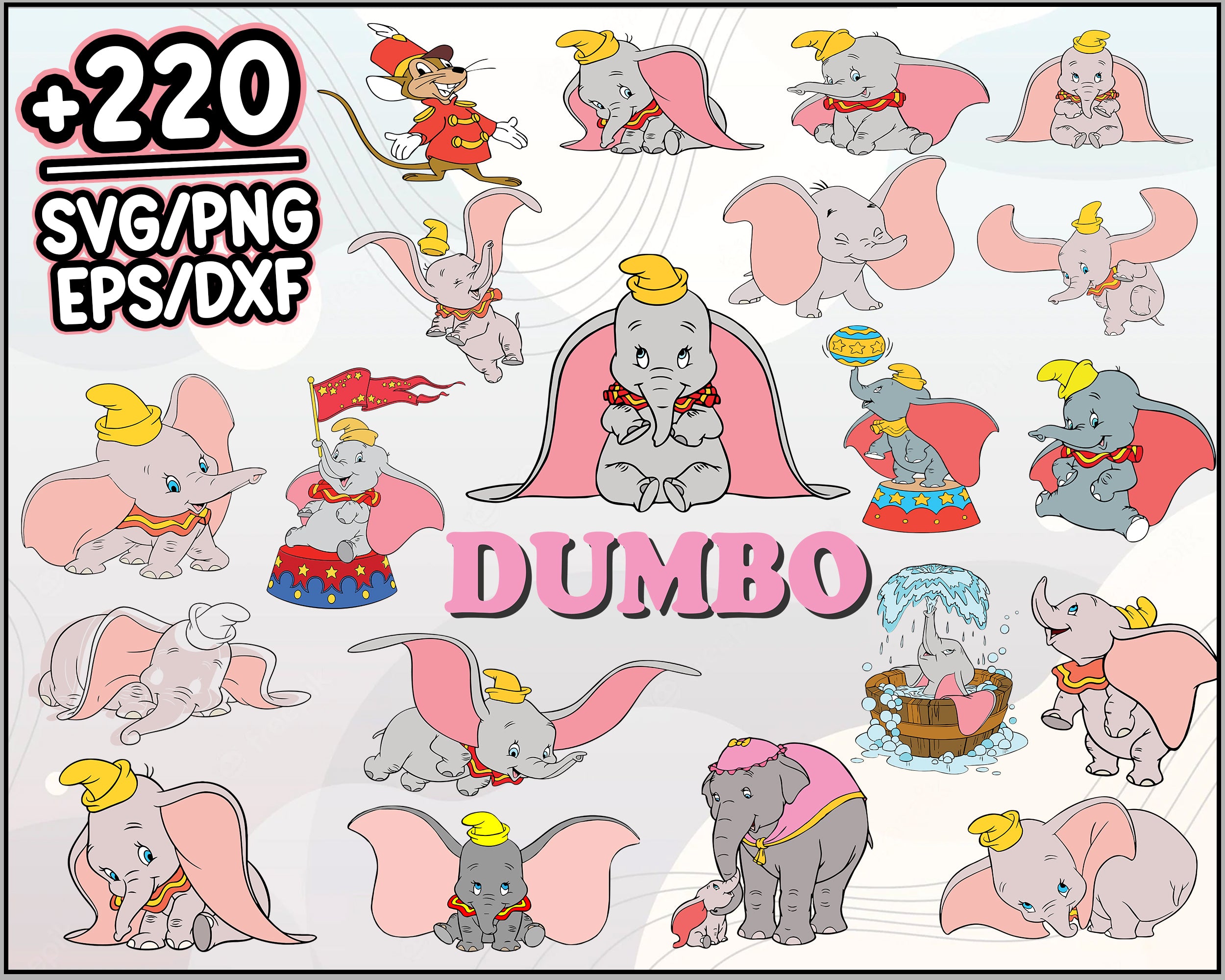 220+ Dumbo Bundle, Dumbo svg, Dumbo Printable, Dumbo Cut Files, Dumbo Clipart, Dumbo Vector, Dumbo PNG, Dumbo Silhouette, Cartoon svg, png, dxf, eps digital file