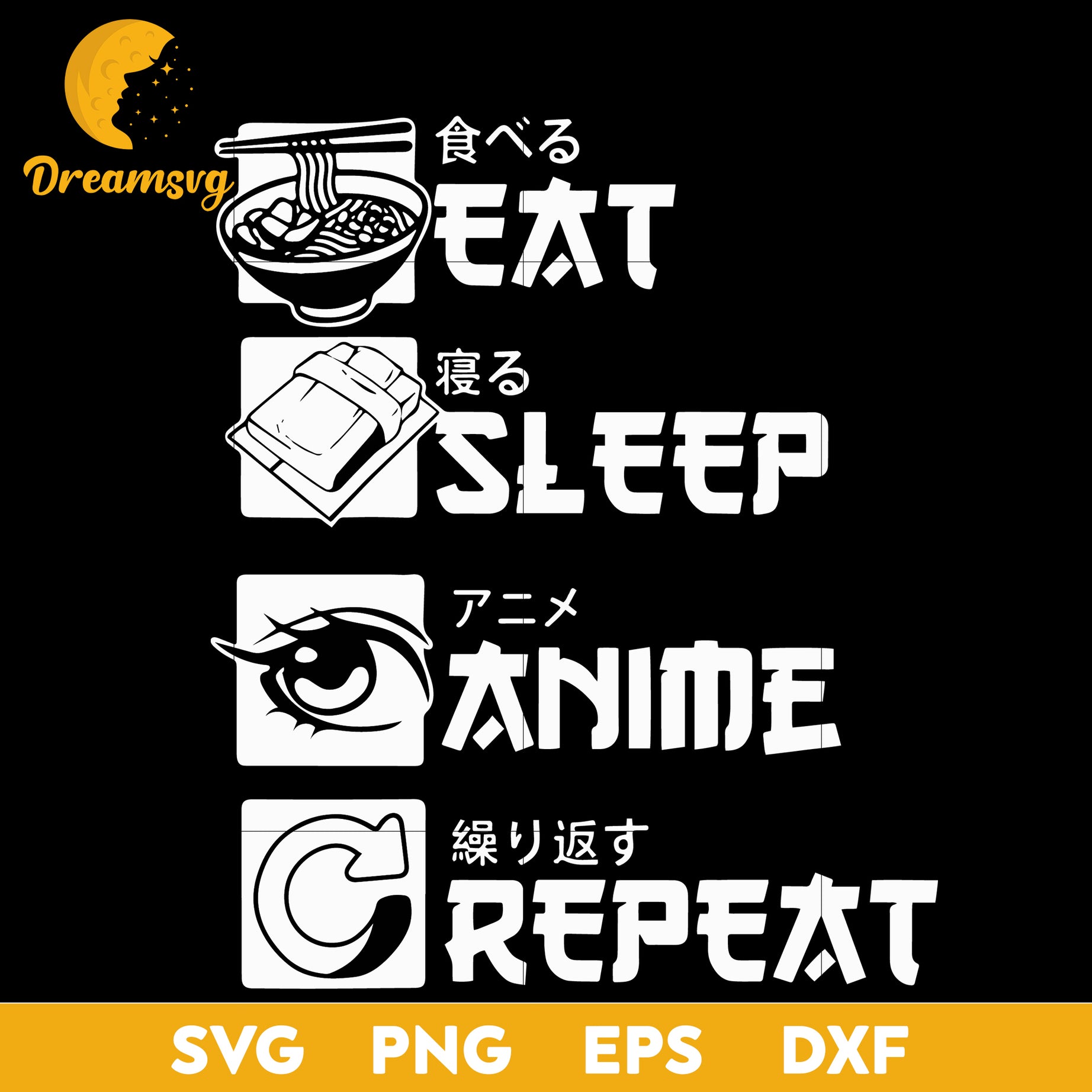 Eat Sleep Anime Repeat Svg, Trending Svg, Anime Svg, Otaku Svg, Anime Lovers Svg, Manga Svg, Eat Sleep Svg, Otaku Day Svg, file for cricut, Anime svg, png, eps, dxf digital download