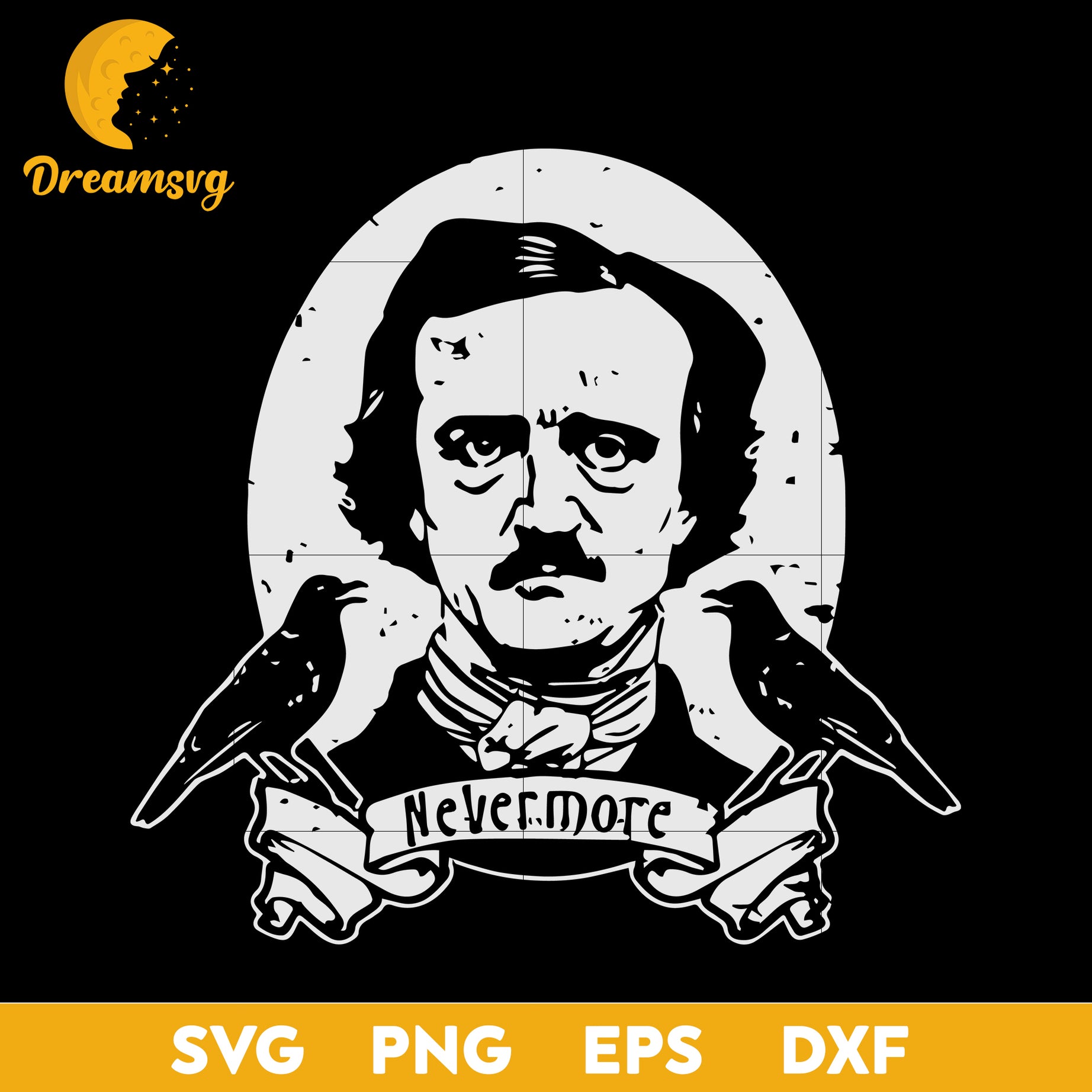 Edgar Allan Poe SVG Vintage Horror Movie Literature svg, Halloween svg, png, dxf, eps digital file.