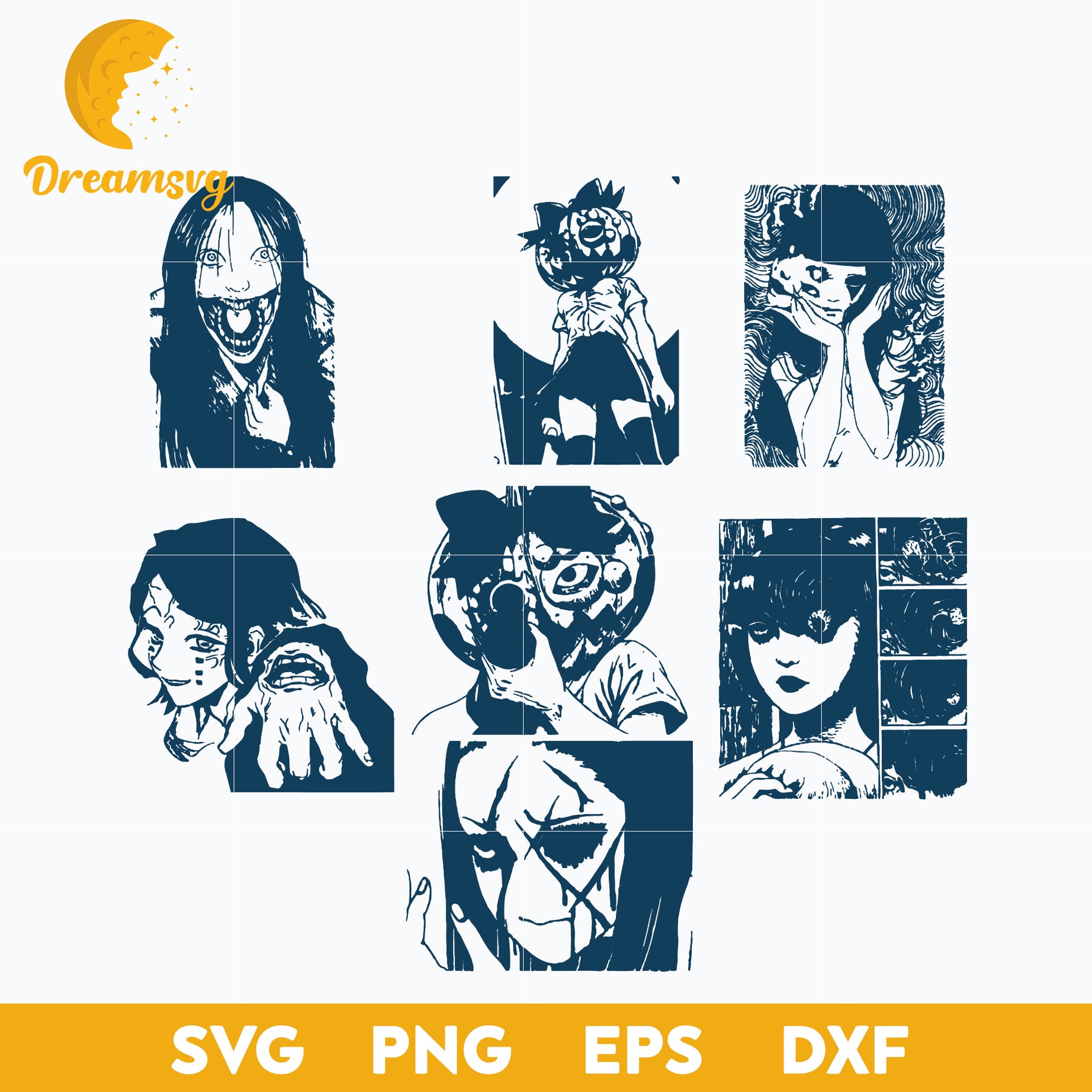 Enmu Svg, Tomie Kawakami Svg, Horror Face Svg, file for cricut, Anime svg, png, eps, dxf digital download