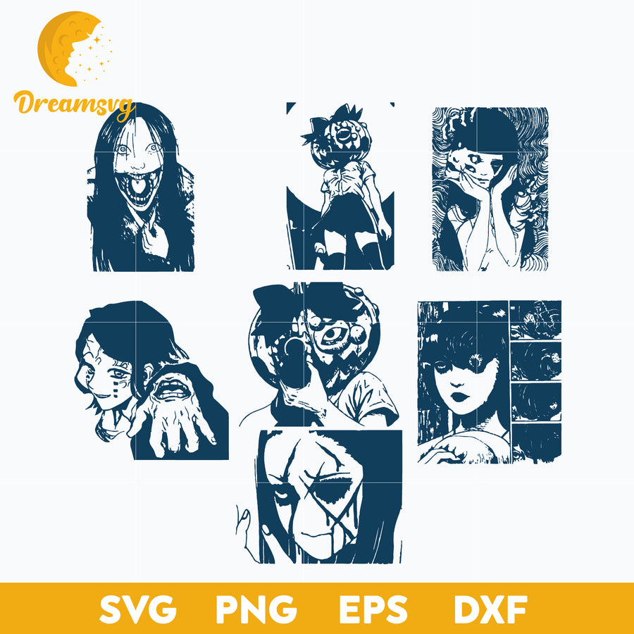 Enmu Svg, Tomie Kawakami Svg, Horror Face Svg, file for cricut, Anime svg, png, eps, dxf digital download