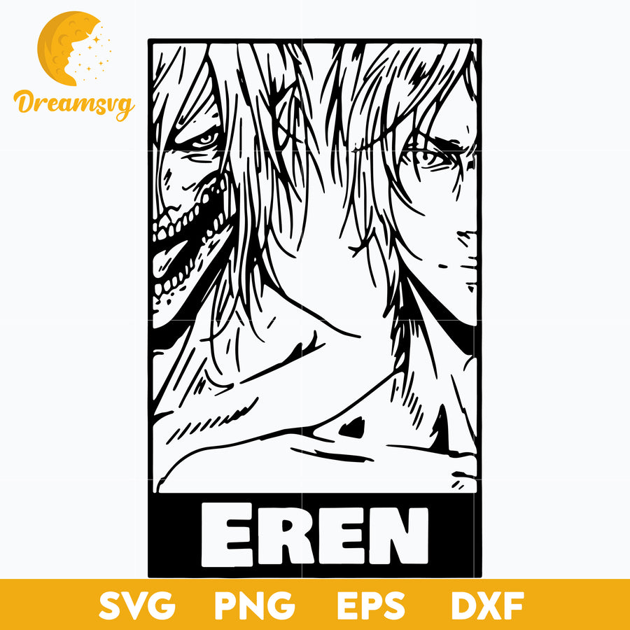Eren Svg, Eren Titan Svg, Eren Yeager Svg, Attack On Titan Svg, file for cricut, Anime svg, png, eps, dxf digital download