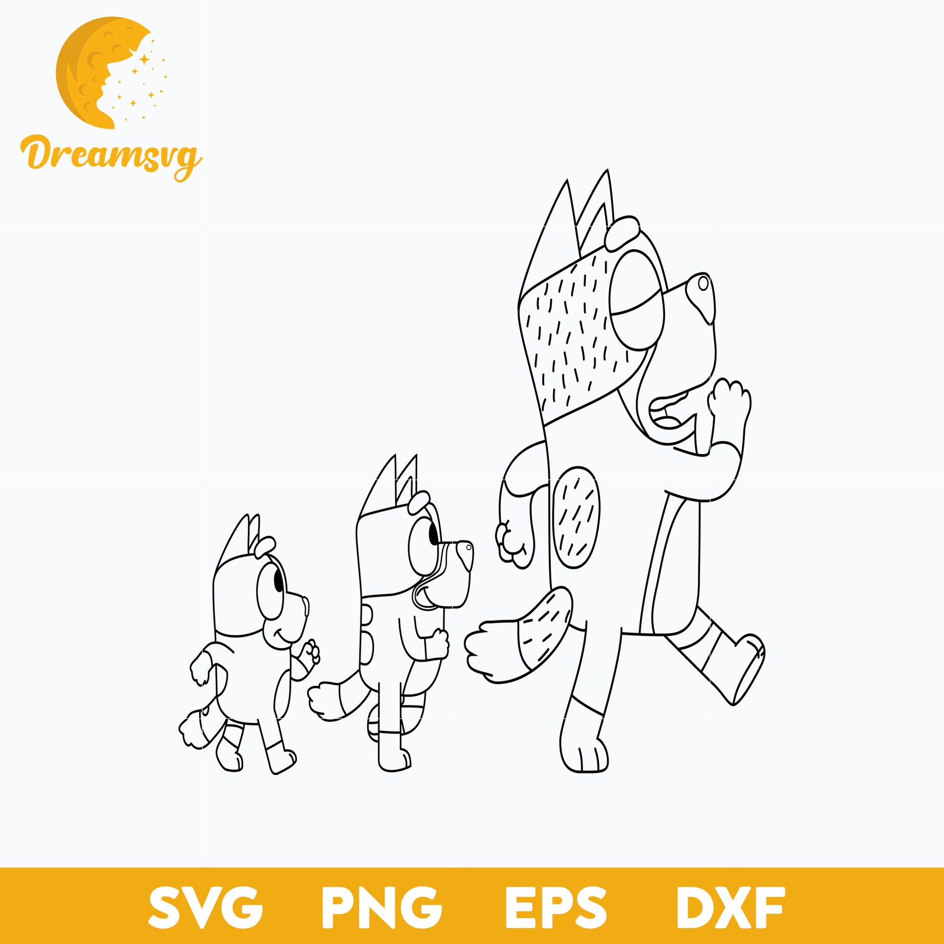 Family outline svg, Bluey Vector, Bluey Alphabeth, Bluey Cutfile, Bluey Clipart, Cartoon svg, png, dxf, eps file