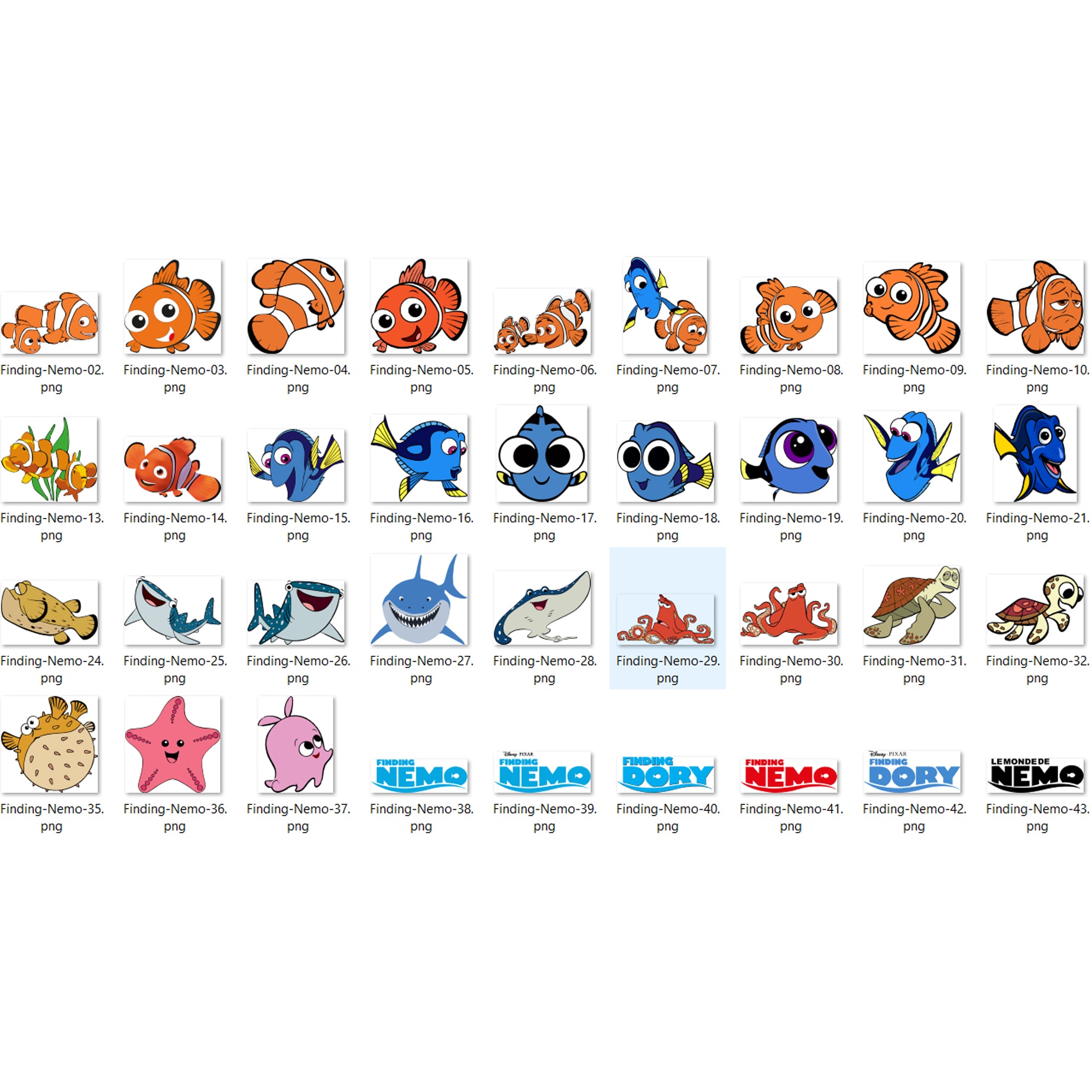 Nemo Characters Chart Finding Nemo Character Templates Nemo Layered SVG, Nemo PNG, Dory SVG,