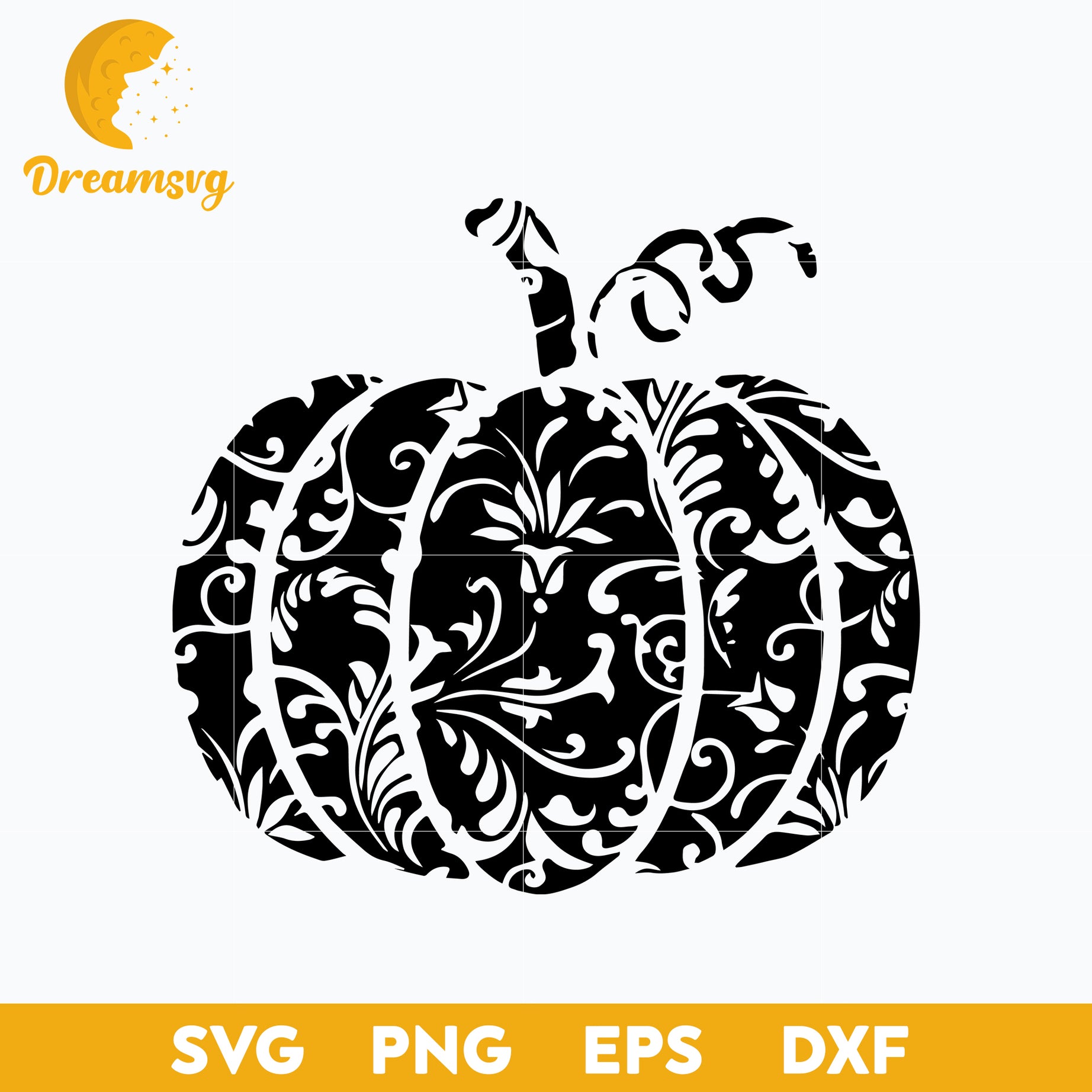 Floral Pumpkin Halloween svg, Halloween svg, png, dxf, eps digital file.