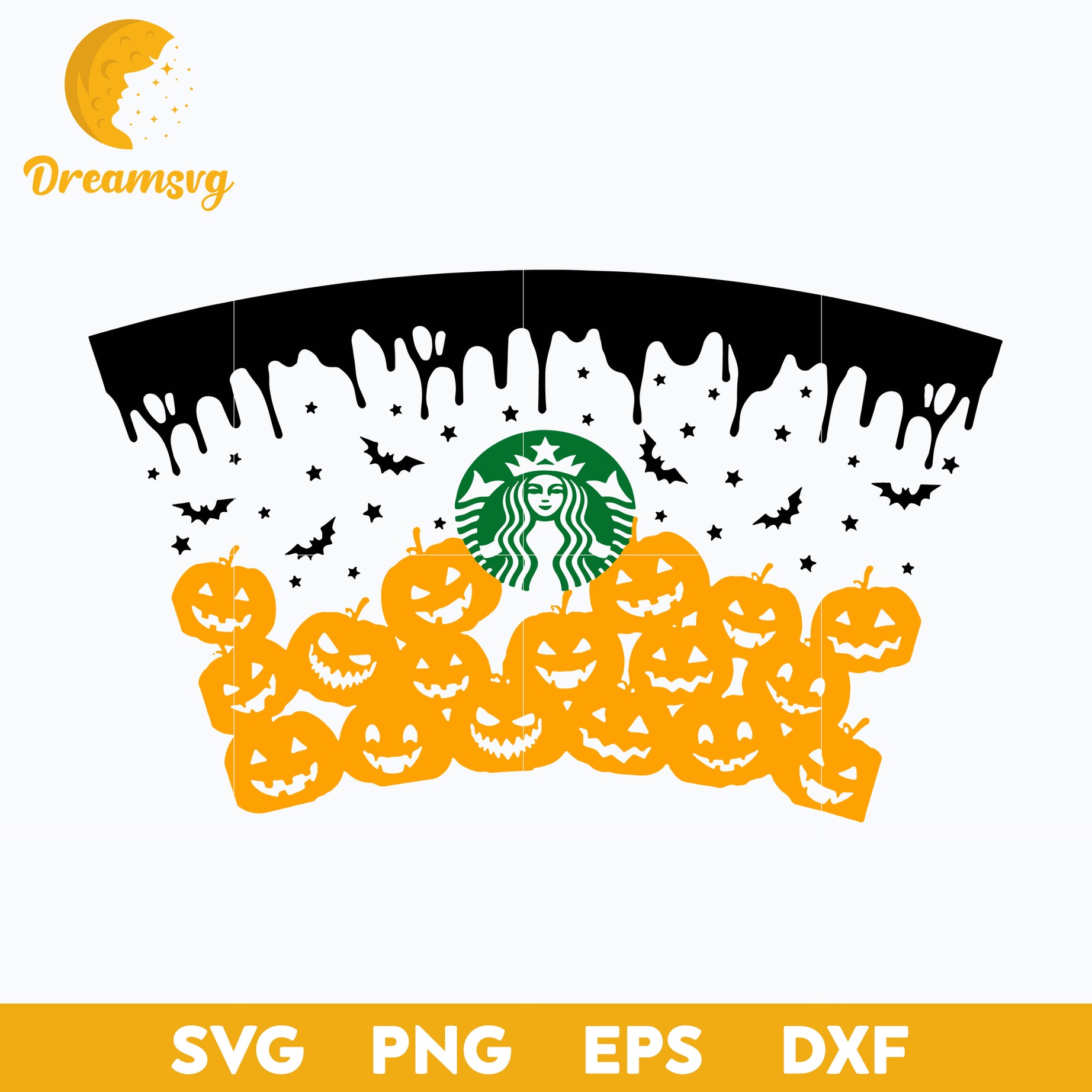 Full Wrap Halloween Pumpkin Starbucks Venti Cold Cup 24Oz svg, Halloween svg, png, dxf, eps digital file.
