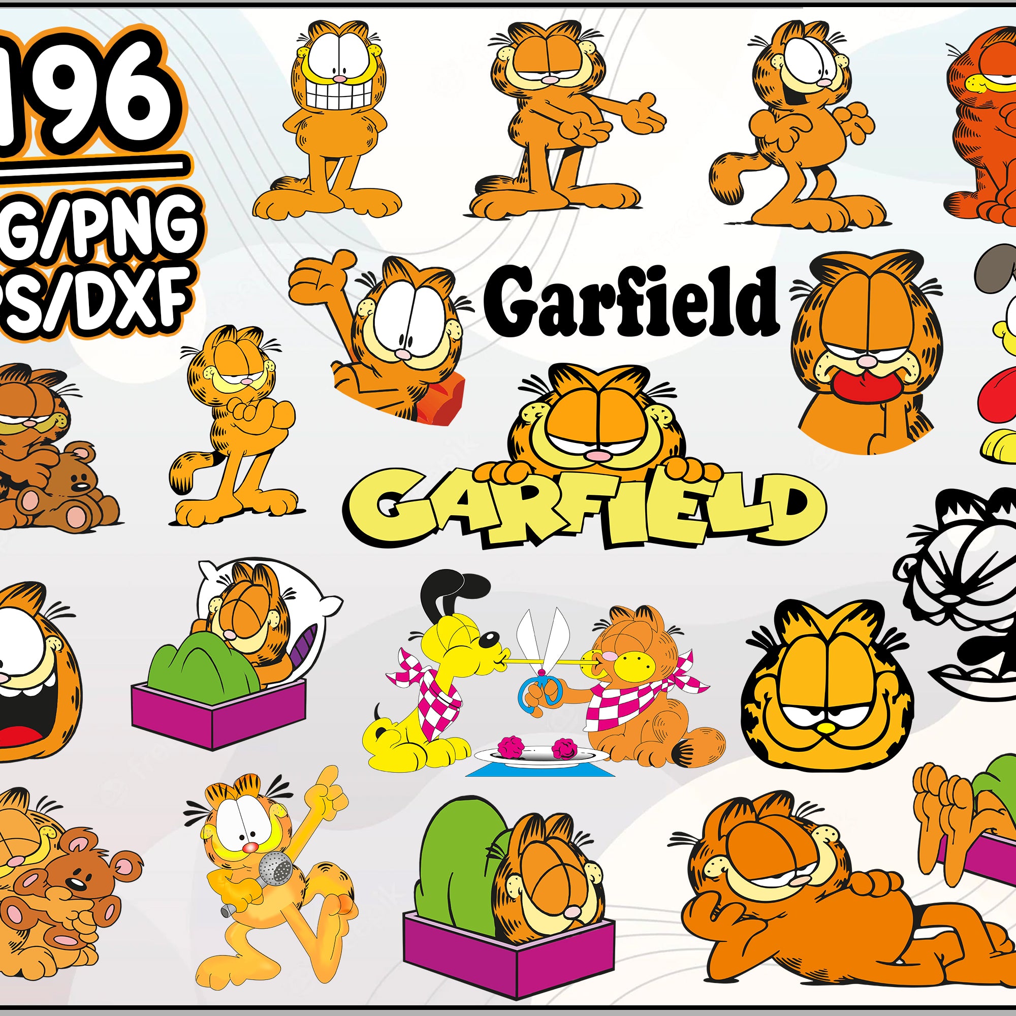 196+  Garfield Bundle Svg, Garfield Svg, Odie svg, Garfield png, Beagle Dog, Garfield Cricut, Silhouette, Cut File, Cartoon svg, png, dxf, eps digital file