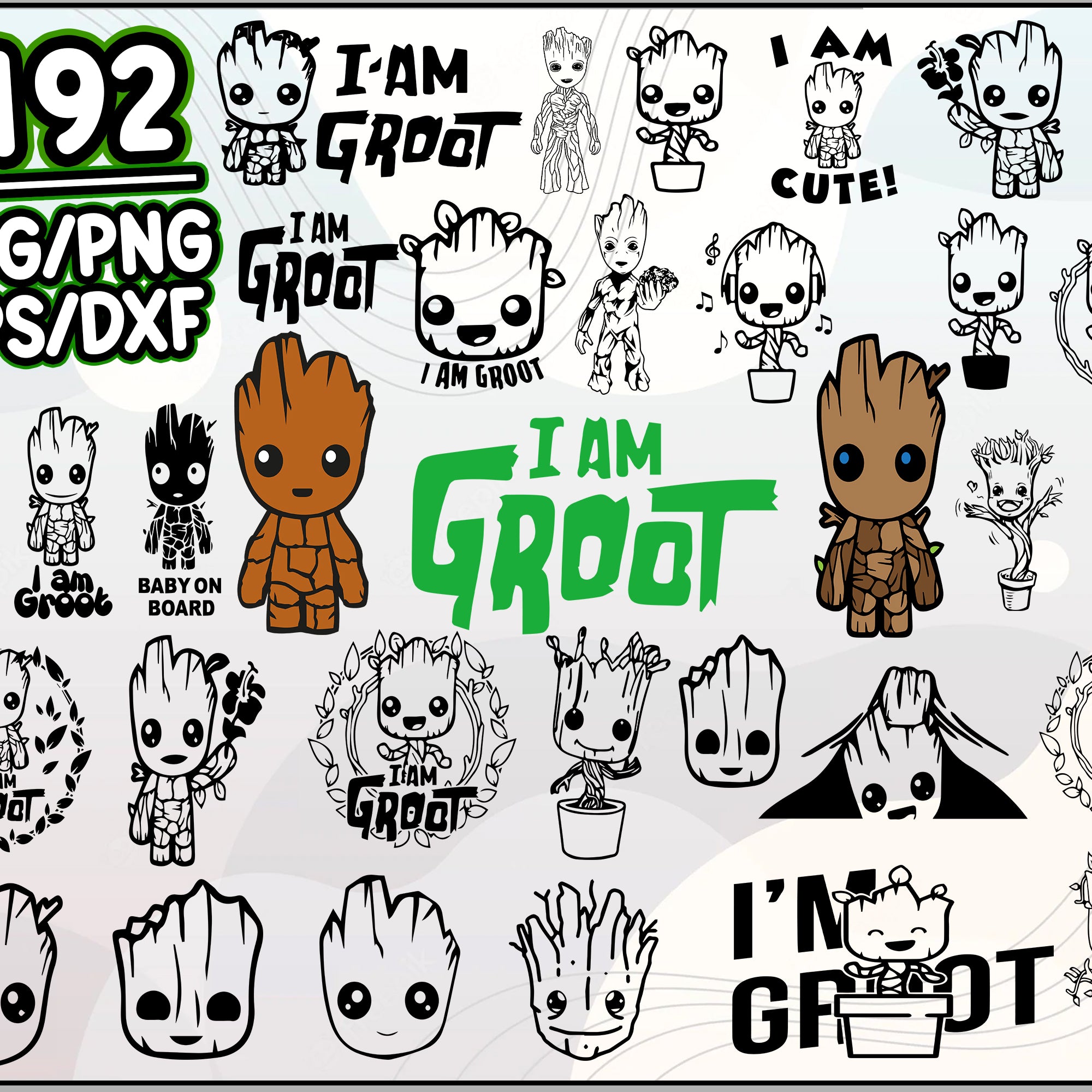 Gro Svg 192+ Groot SVG Bundle, Bundle Files for Cricut Silhouette, Trending Sv ...