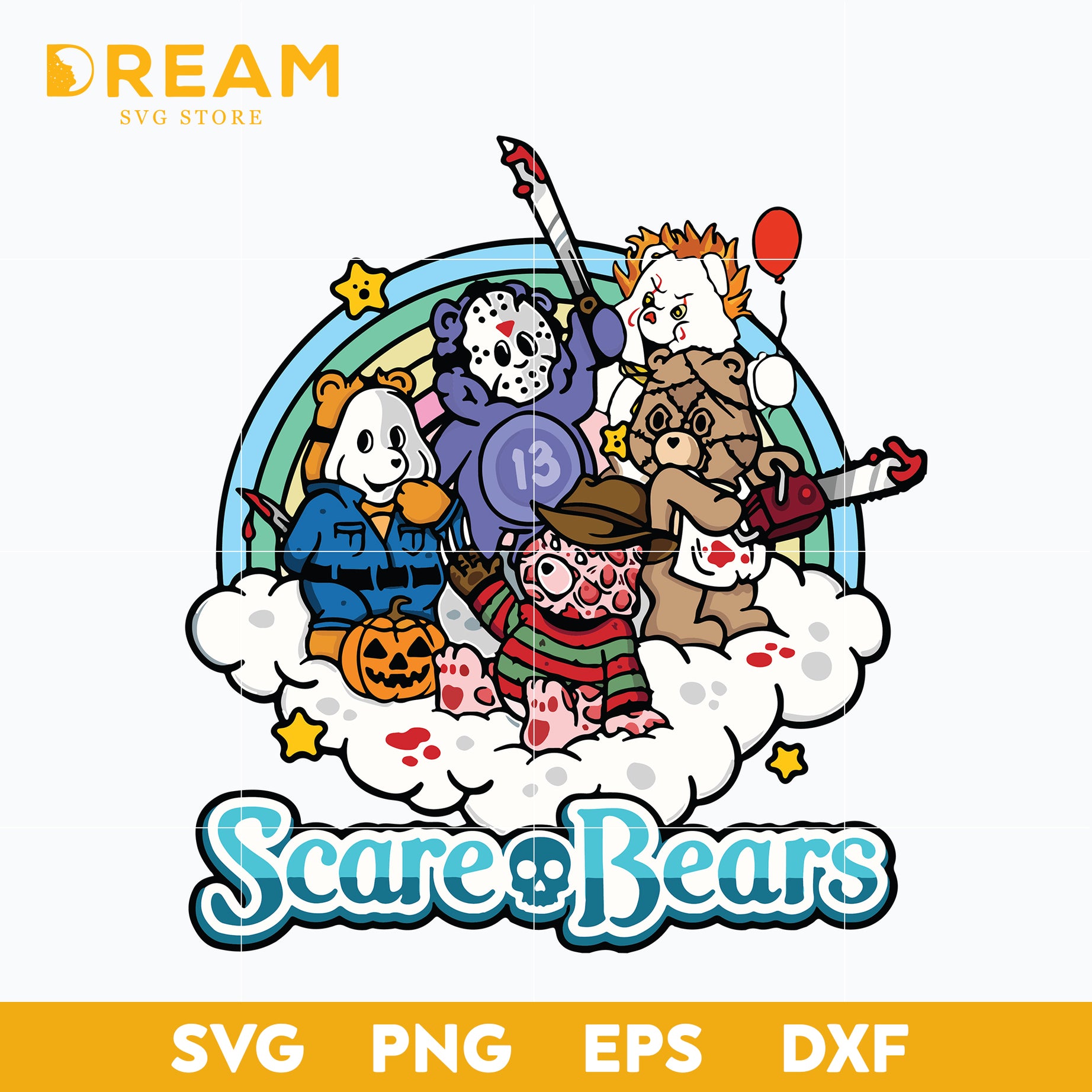 Scare Bears Halloween svg, Halloween svg, png, dxf, eps digital file HLW1609203L