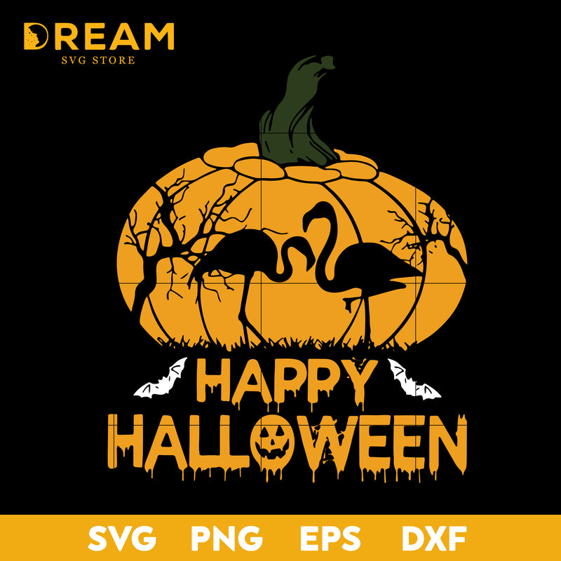 Flamingo happy halloween svg, Flamingo svg, halloween svg, png, dxf, eps digital file HLW1609207L