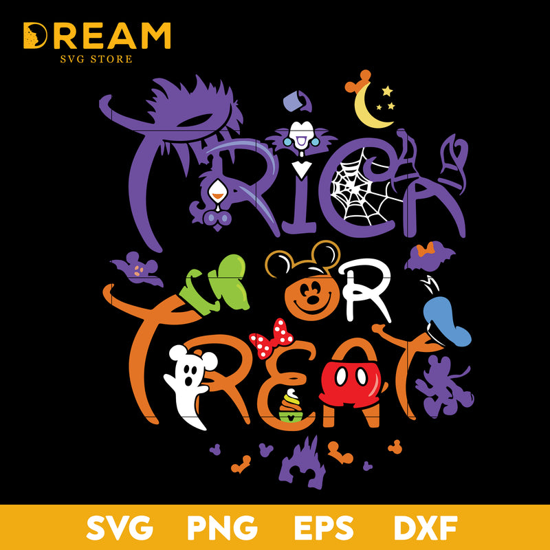 Trick or treat halloween svg, Disney svg, Halloween svg, png, dxf, eps digital file HLW2209204L