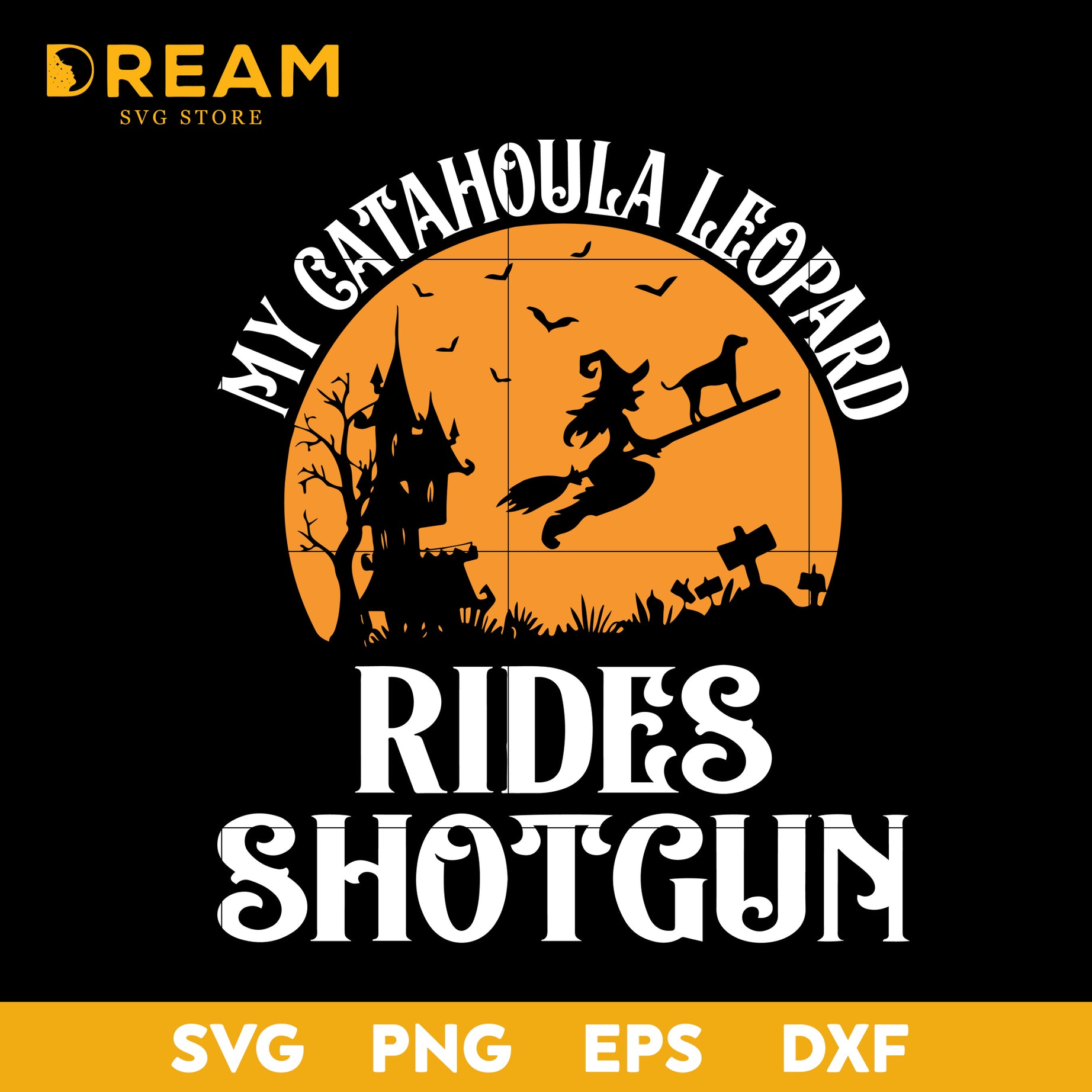 My catahoula leopard rides shotgun svg, halloween svg, png, dxf, eps digital file HLW2709206L