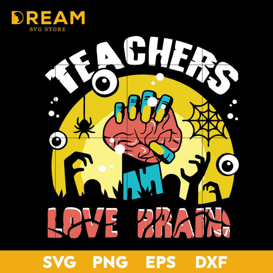Teacher love brains svg, halloween svg, png, dxf, eps digital file HLW2709209L