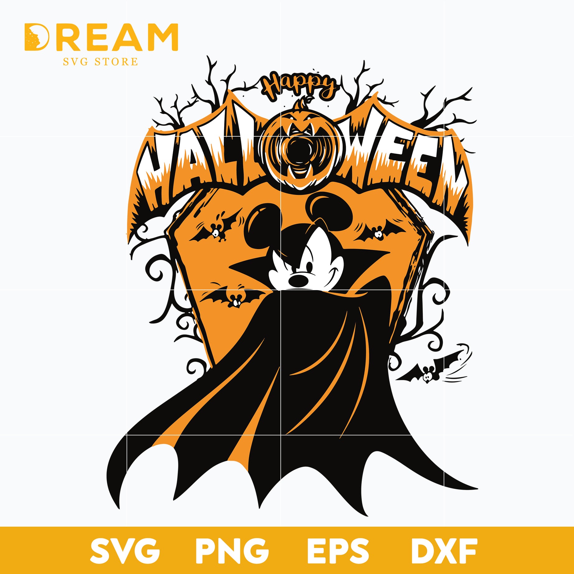 Mickey mouse happy halloween svg, halloween svg, png, dxf, eps digital file HLW29092015L