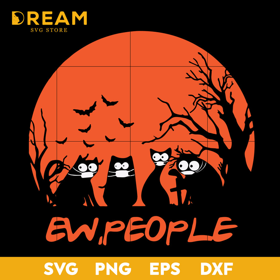 Black cat ew people svg