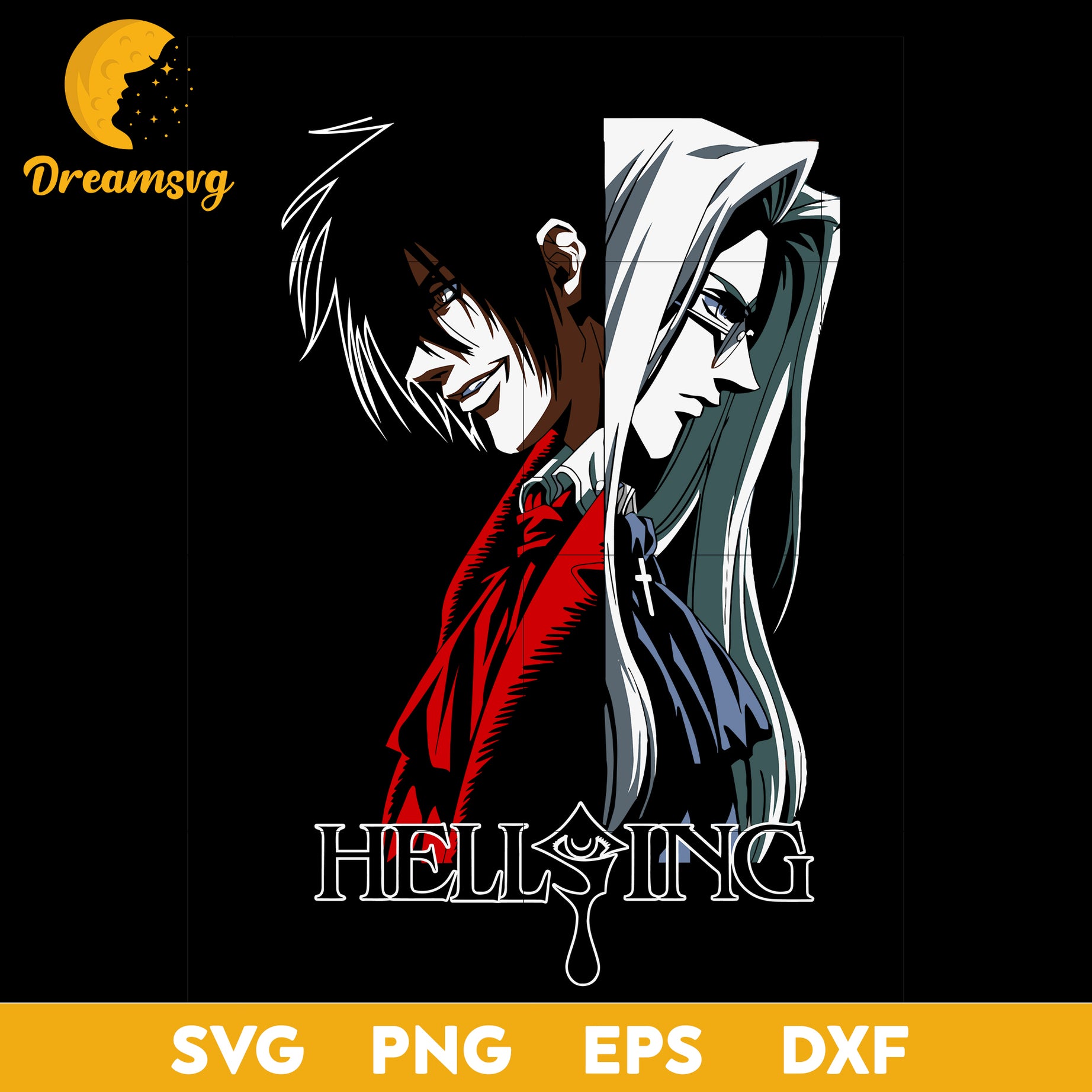 Hellsing Svg, Japanese Manga Svg, Manga Svg, Hellsing Anime Svg, file for cricut, Anime svg, png, eps, dxf digital download