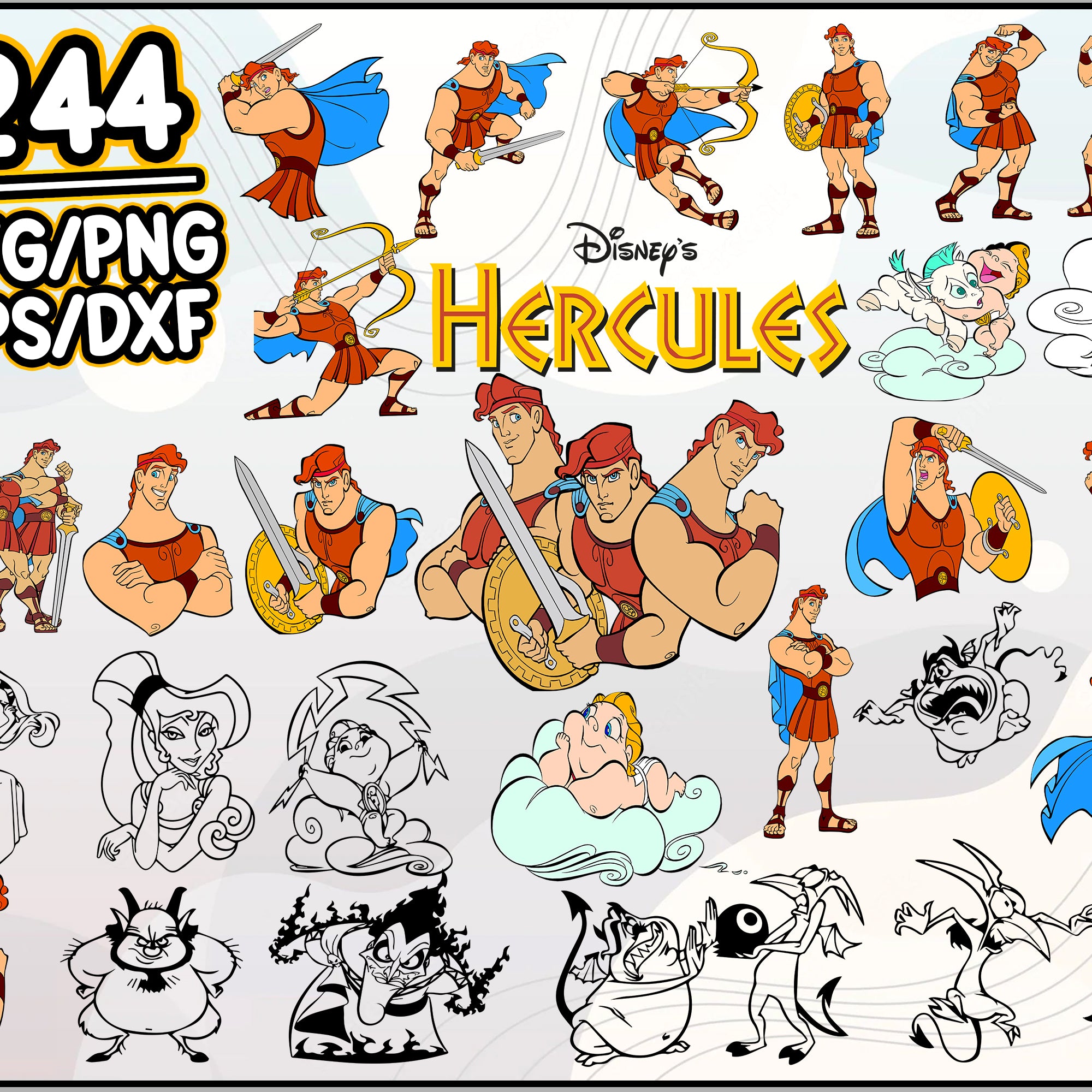244+ Disney Hercules Bundle Svg, Disney Svg, Hercules Svg , Cartoon svg, png, dxf, eps digital file