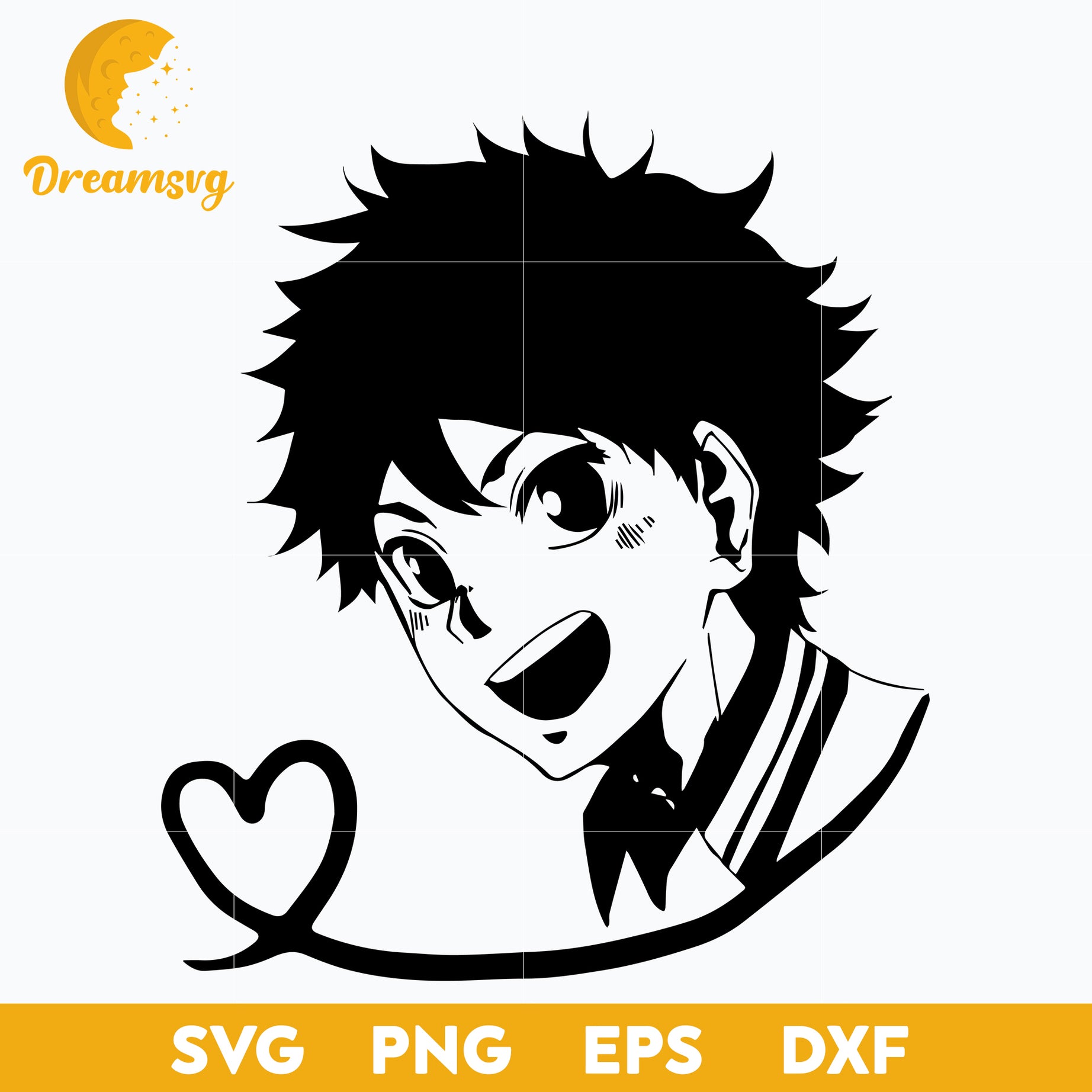 Hinata Shouyou Svg, Haikyuu Svg, Kawaii Svg, Heart Svg, file for cricut, Anime svg, png, eps, dxf digital download