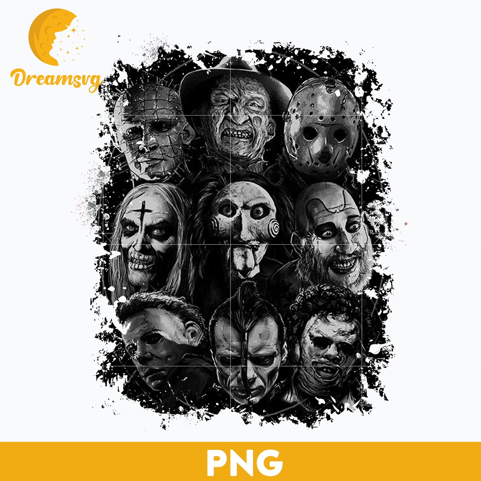 Horror movies PNG, Horror Characters PNG, Halloween Horror Movie Killers, Horror Movie Killers PNG, Digital files