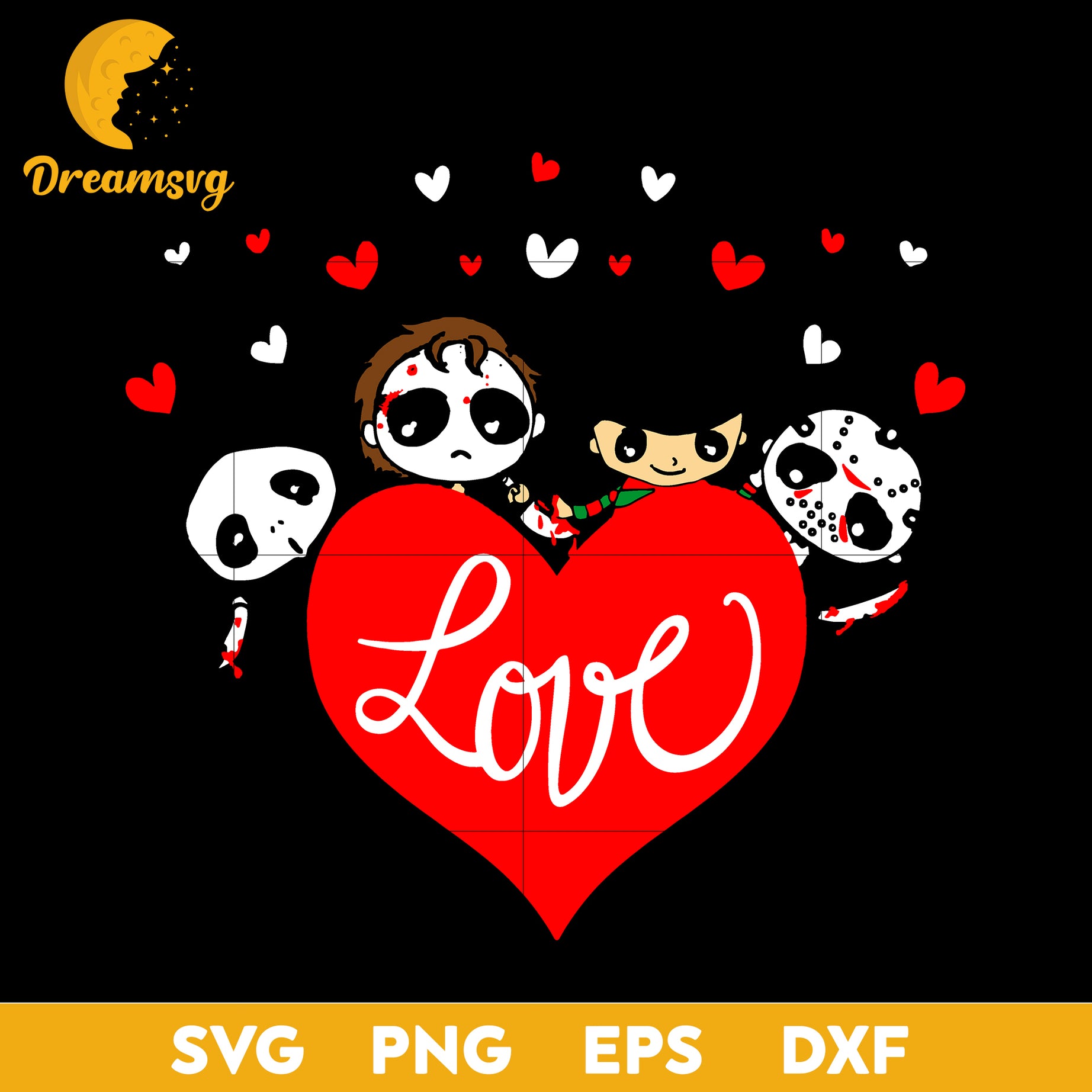 Horror Movie Chibi Valentine svg, Halloween svg, png, dxf, eps digital file.