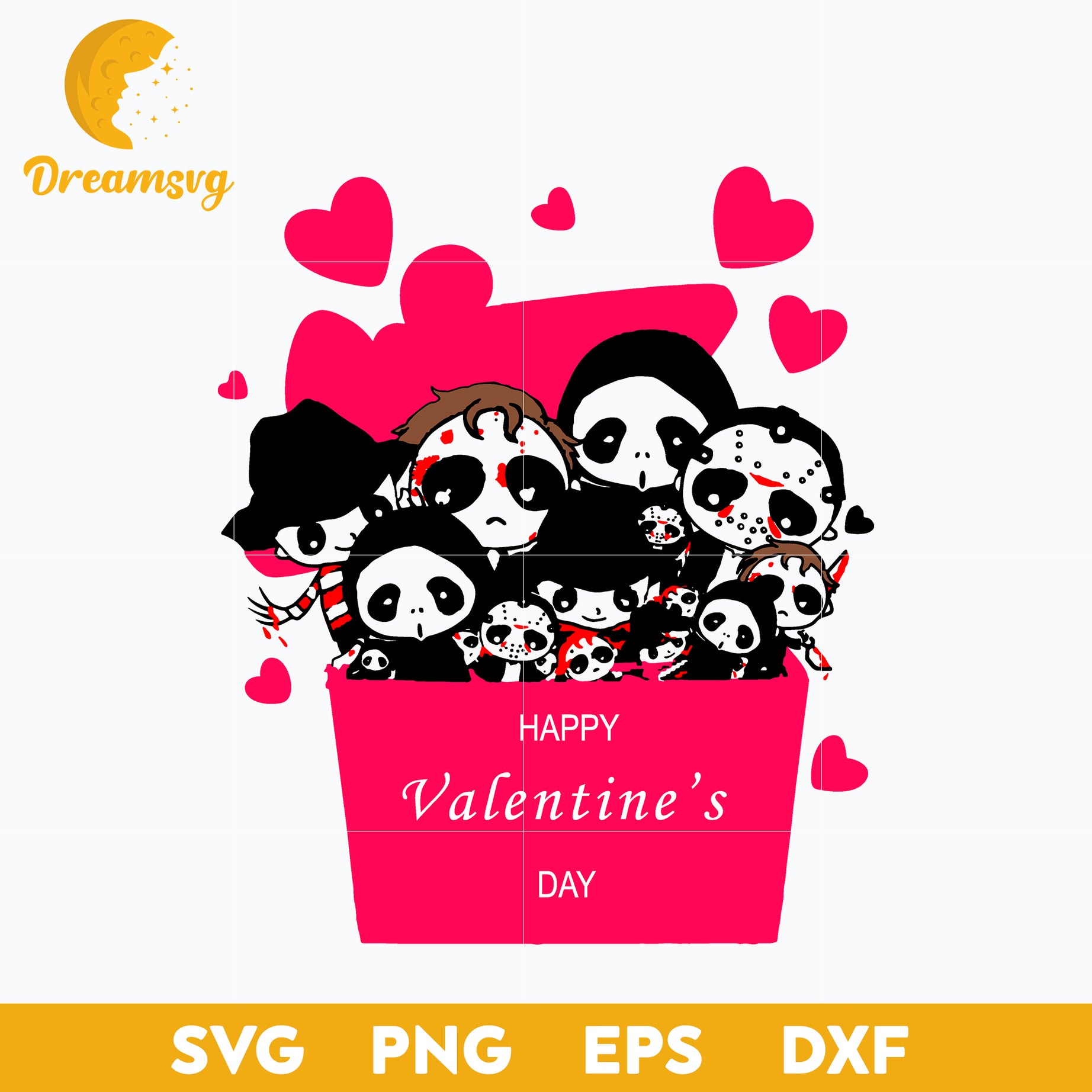 Horror Movie Chibi Valentine Box svg, Halloween svg, png, dxf, eps digital file.