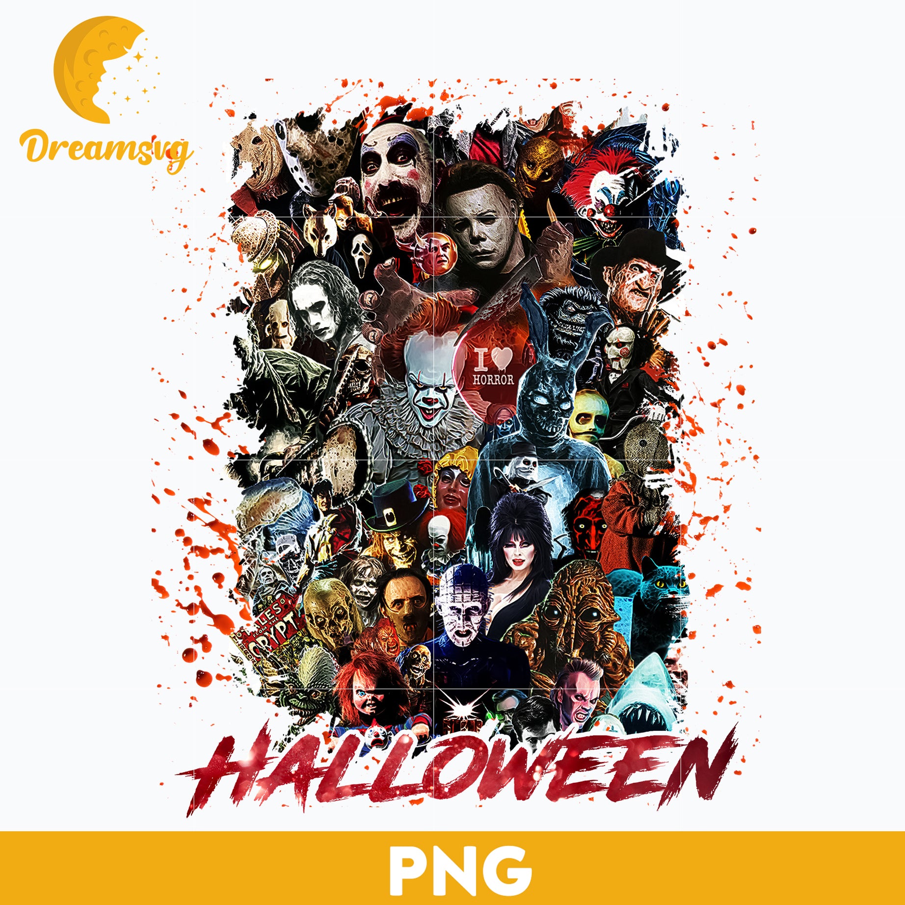 Horror movies PNG, Horror Characters PNG, Halloween Horror Movie Killers, Horror Movie Killers PNG, Digital files