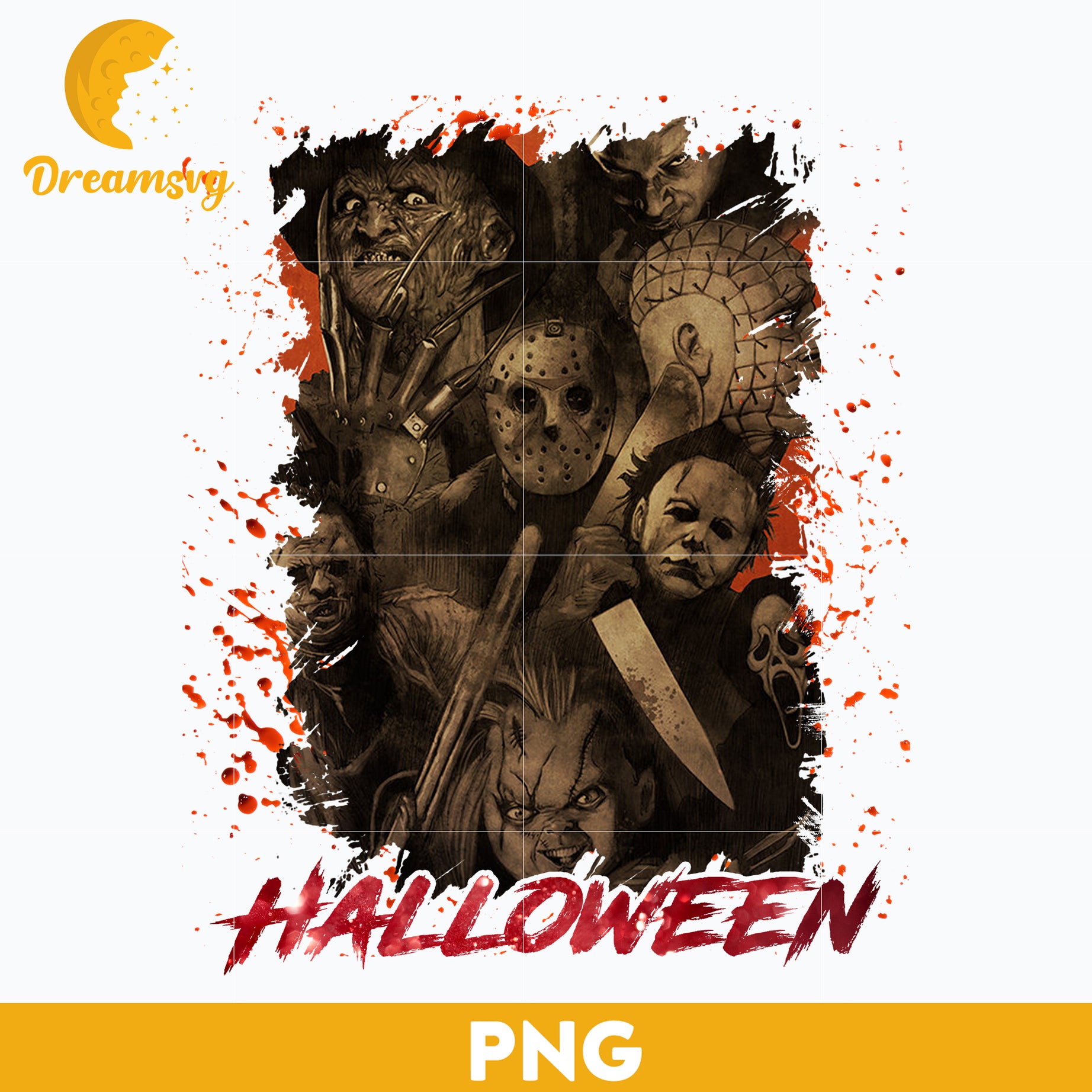 Horror movies PNG, Horror Characters PNG, Halloween Horror Movie Killers, Horror Movie Killers PNG, Digital files