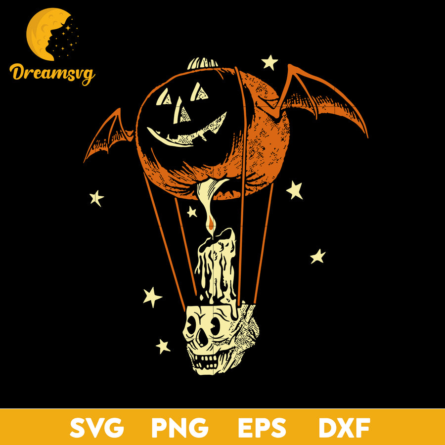 Hot Air Balloon Pumpkin Halloween svg, Halloween svg, png, dxf, eps digital file.