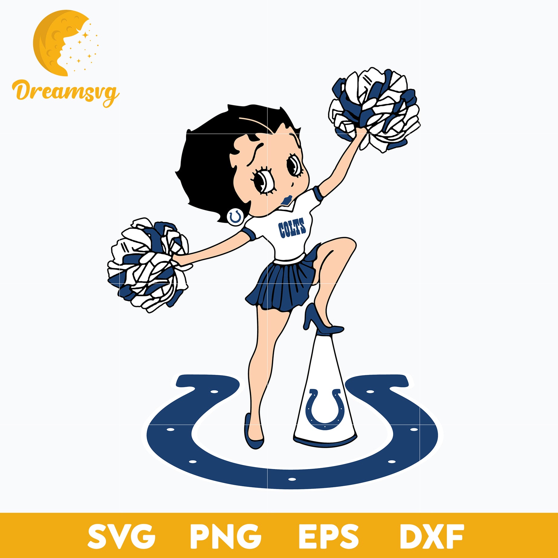 Indianapolis Colts Betty Boop Cheerleader Cheerleader Nfl Svg, Indianapolis Colts Svg, Sport Svg, Nfl Svg, Png, Dxf, Eps Digital File.