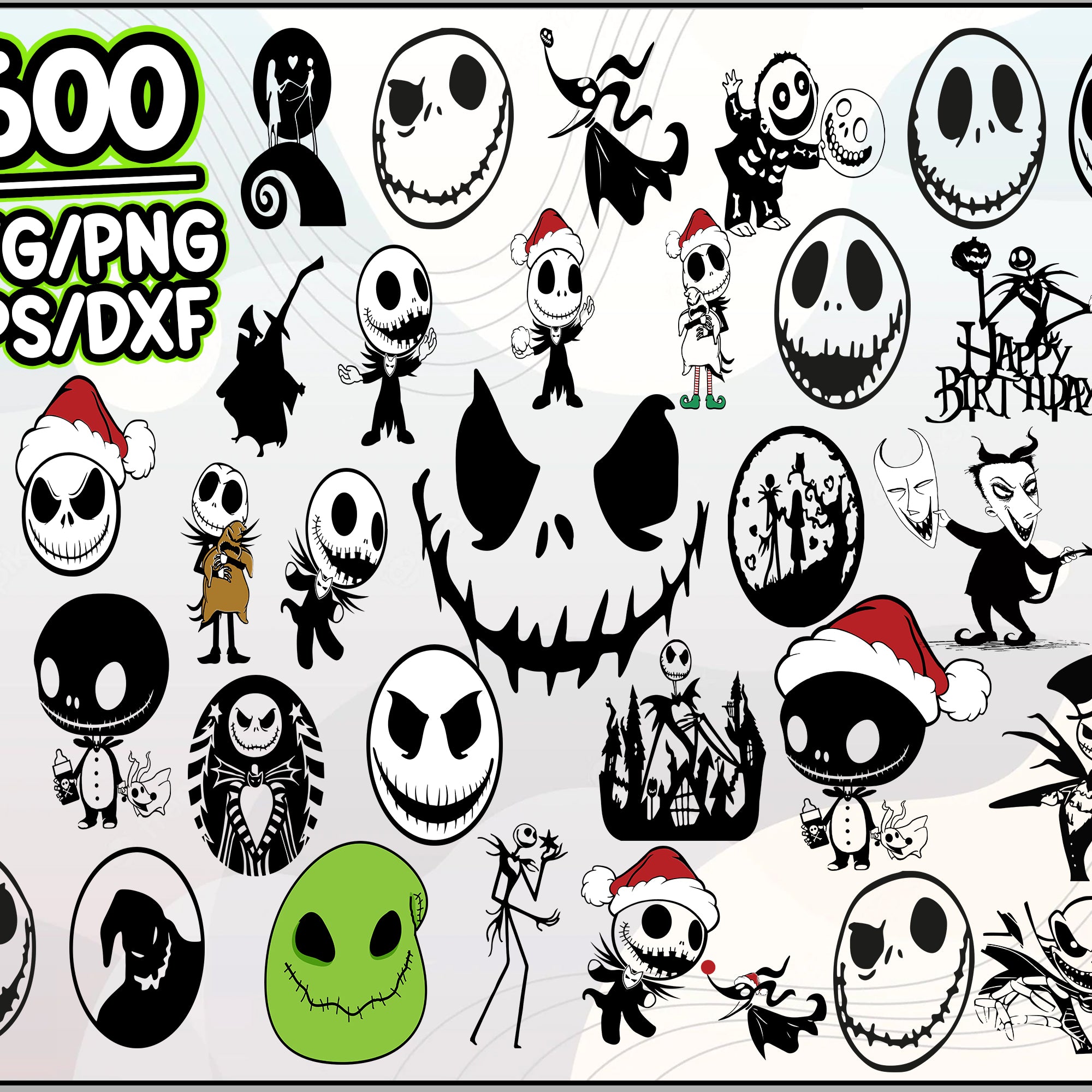 600+ Jack Skellington SVG Bundle, Skelleton SVG, Halloween SVG, Cartoon svg, png, dxf, eps digital file