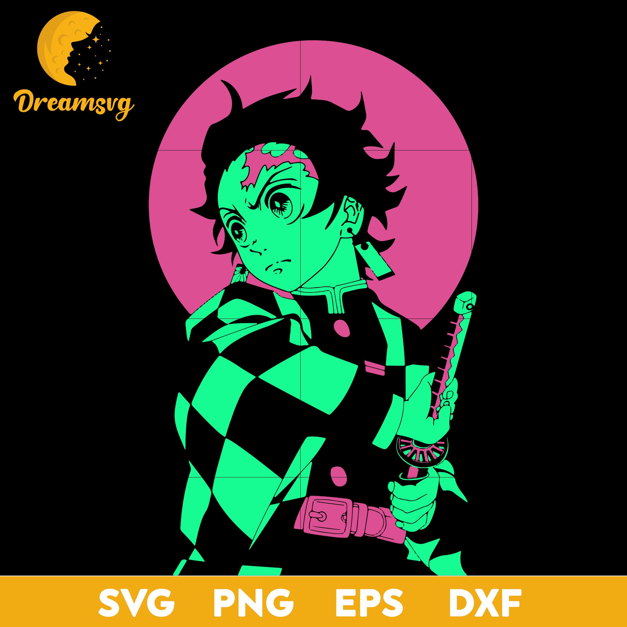 Kamado Tanjiro Svg, Demon Anime Svg, Anime Character Svg, Cartoon Svg, Anime Svg, png, eps, dxf digital download.