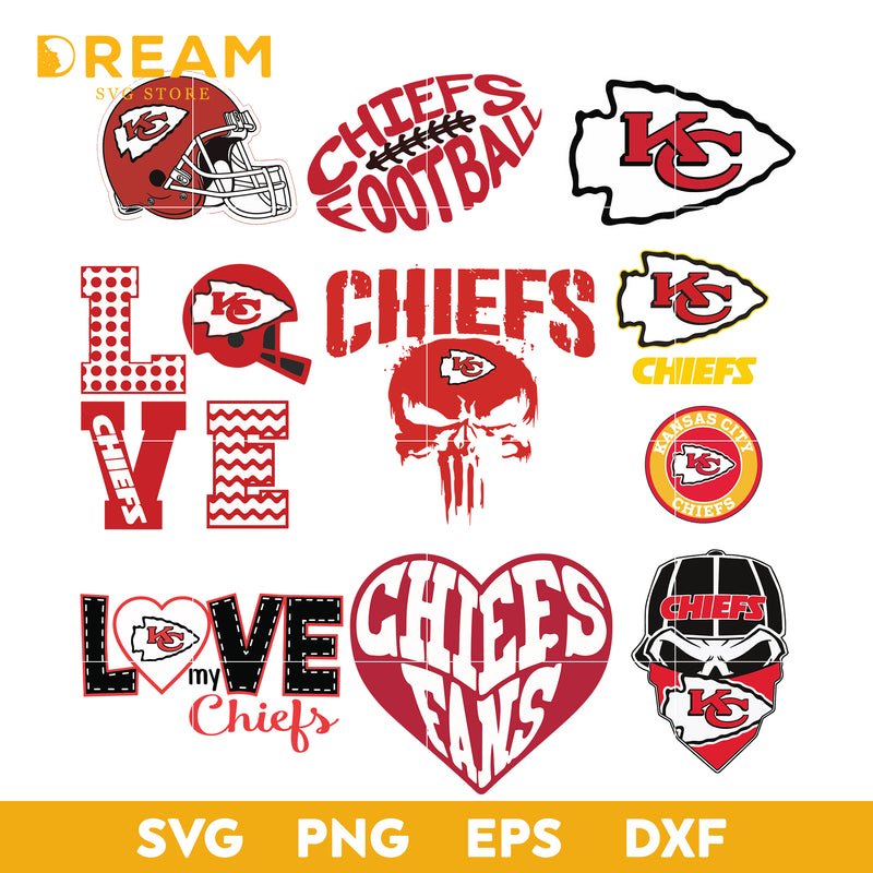 Kansas City Chiefs bundle svg, Kansas City Chiefs svg, NFL svg, png, dxf, eps digital file