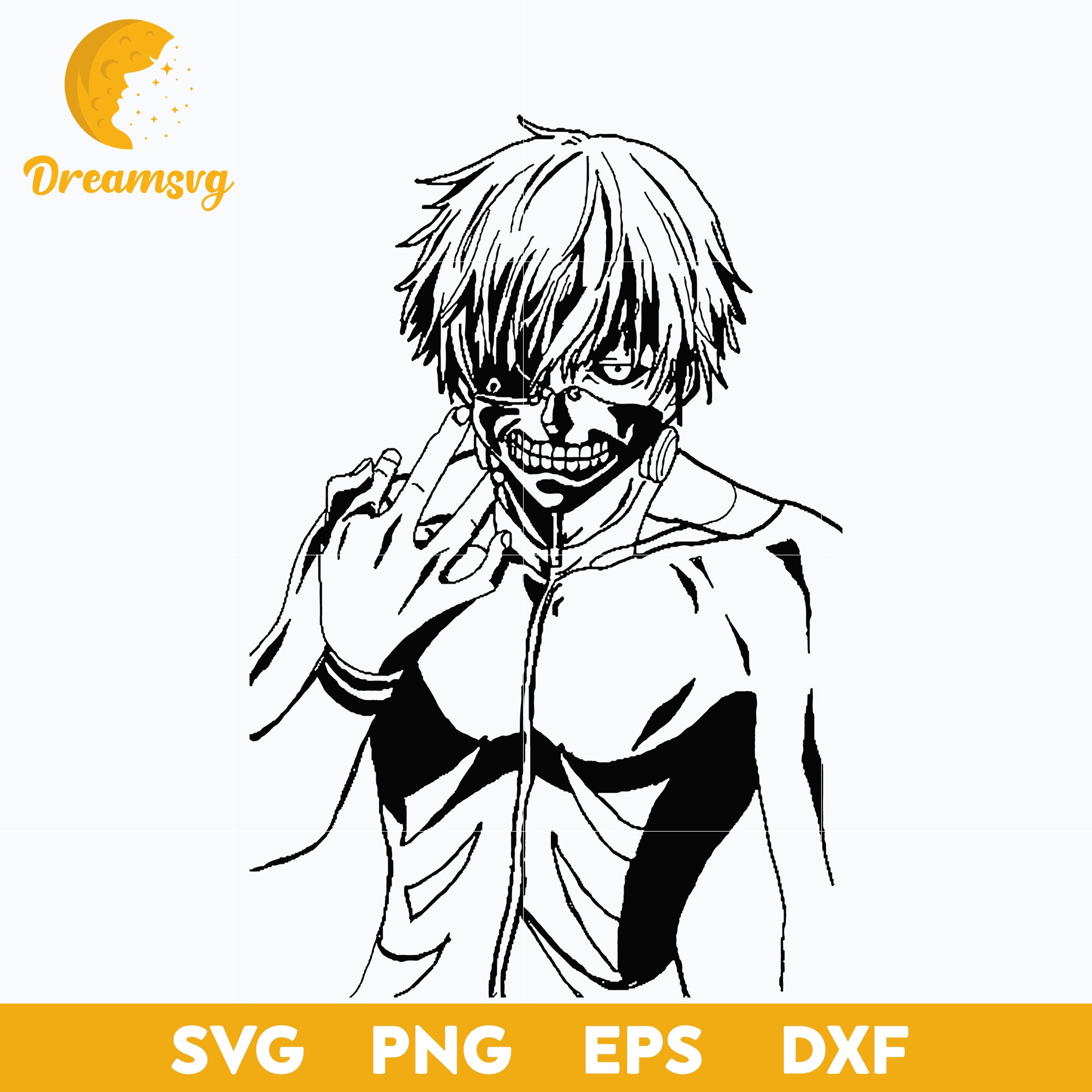 Ken Kaneki Svg, Tokyo Ghoul Svg, Japanese Svg, Cartoon Svg, Anime Svg ...