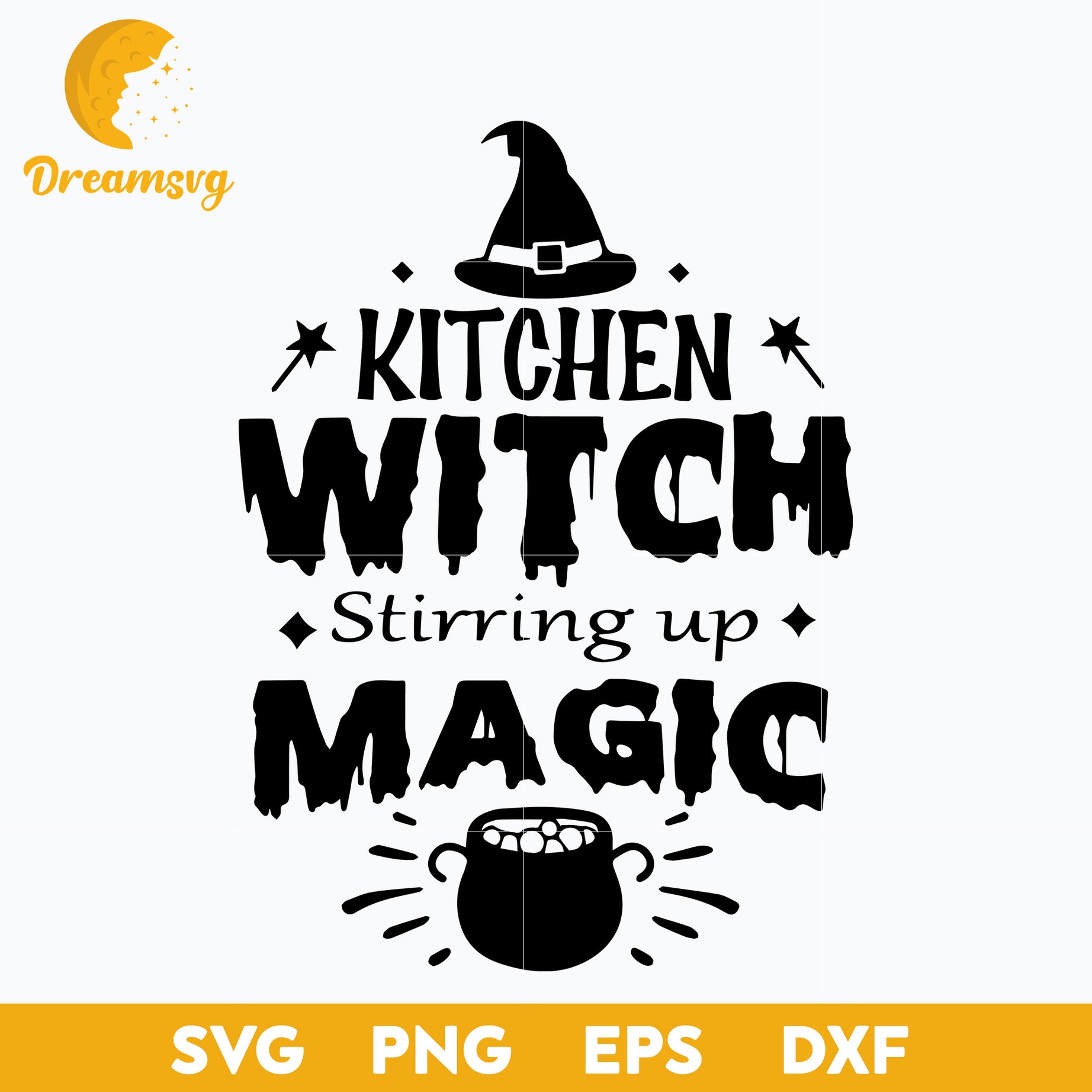 Kitchen Witch Stirring Up Magic svg, Halloween svg, png, dxf, eps digital file.