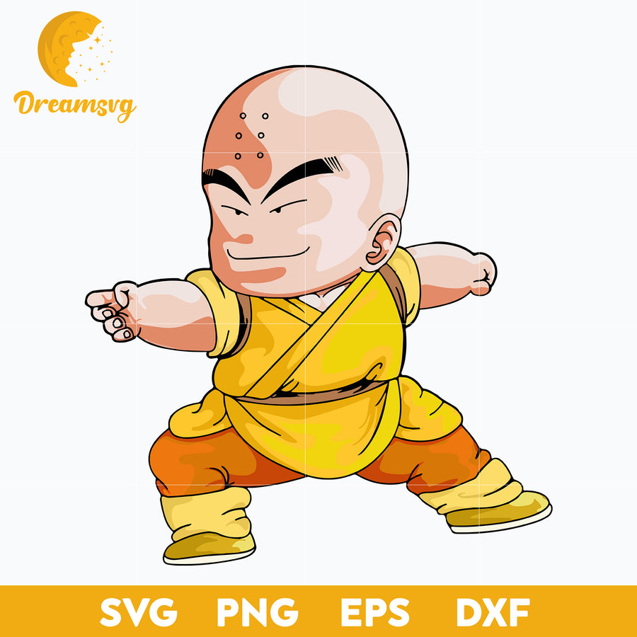 Krillin Svg, Dragon Ball Svg,  Anime Manga Svg, Krillin Anime Svg, Anime Svg, png, eps, dxf digital download.