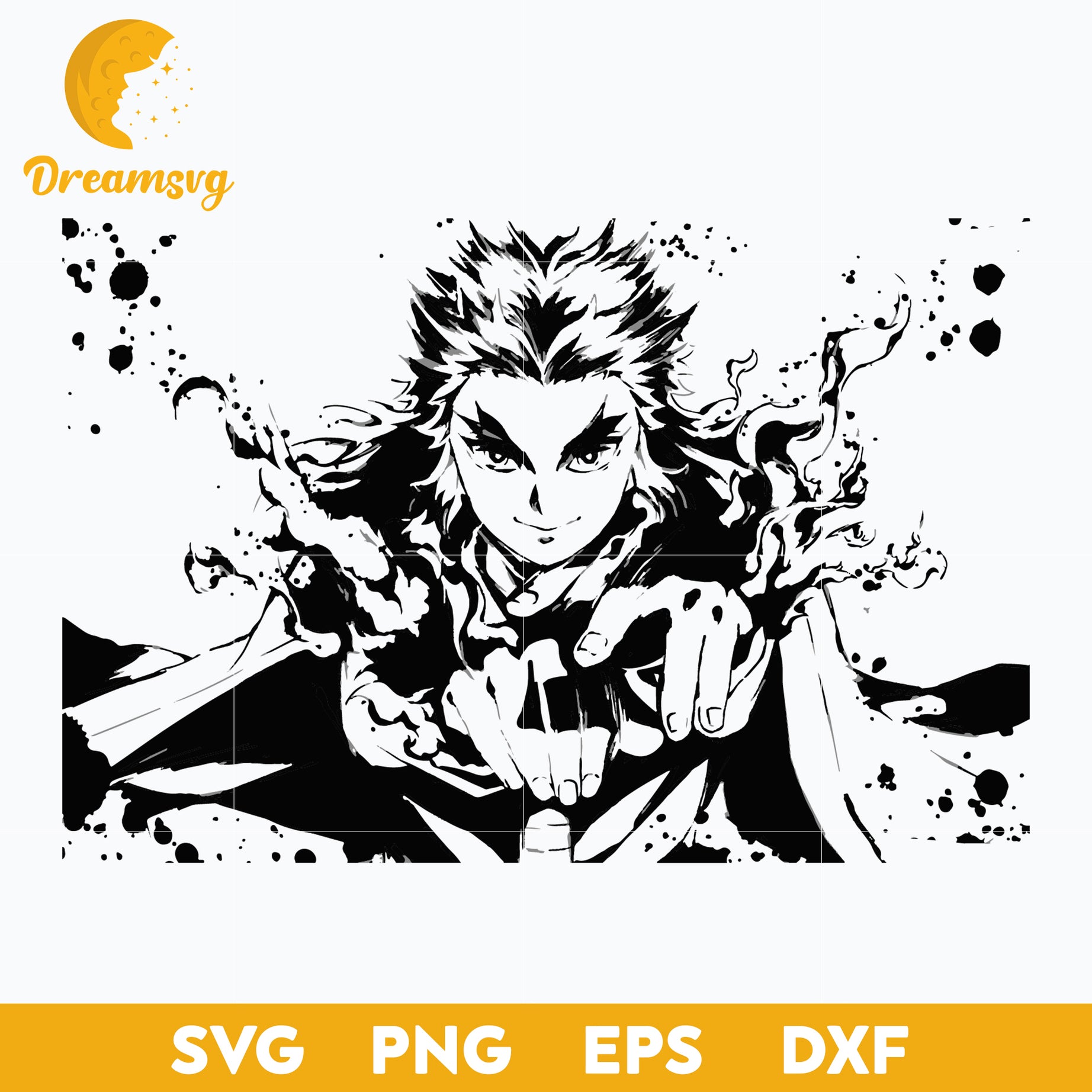 Kyojuro Rengoku Svg, Kimetsu No Yaiba Svg, Demon Slayer Svg, Anime Svg, png, eps, dxf digital download.