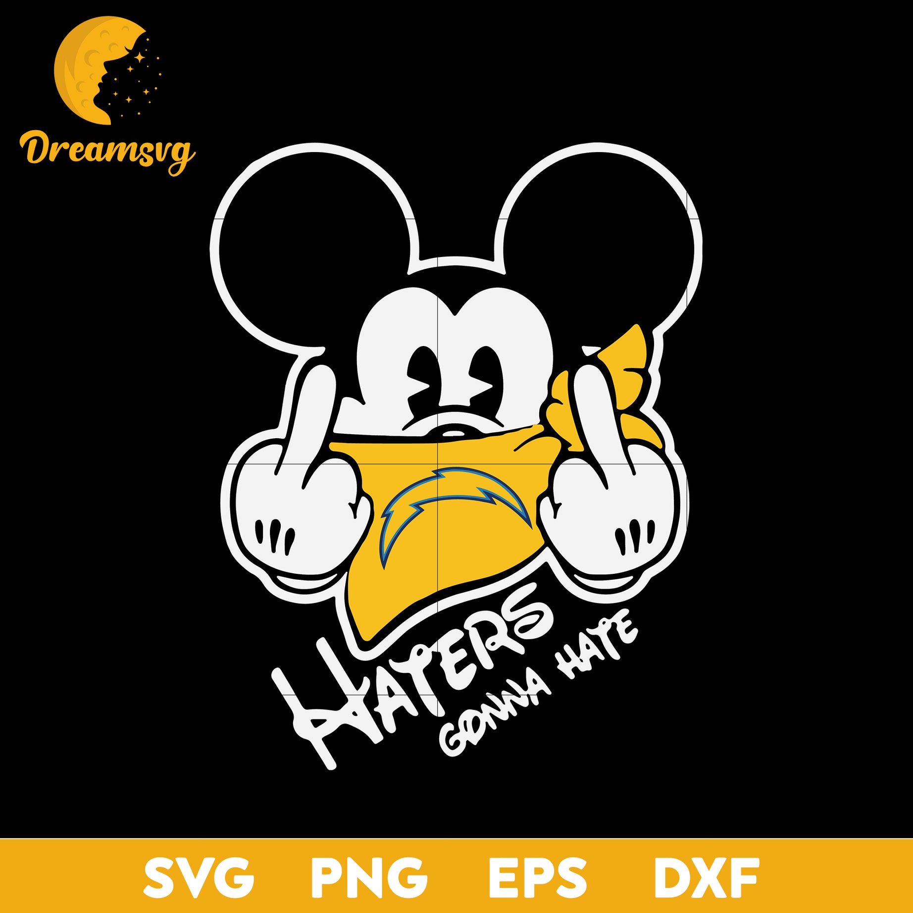Los Angeles Chargers, Mickey, Haters Gonna Hate Svg, Nfl Svg, Png, Dxf, Eps Digital File.