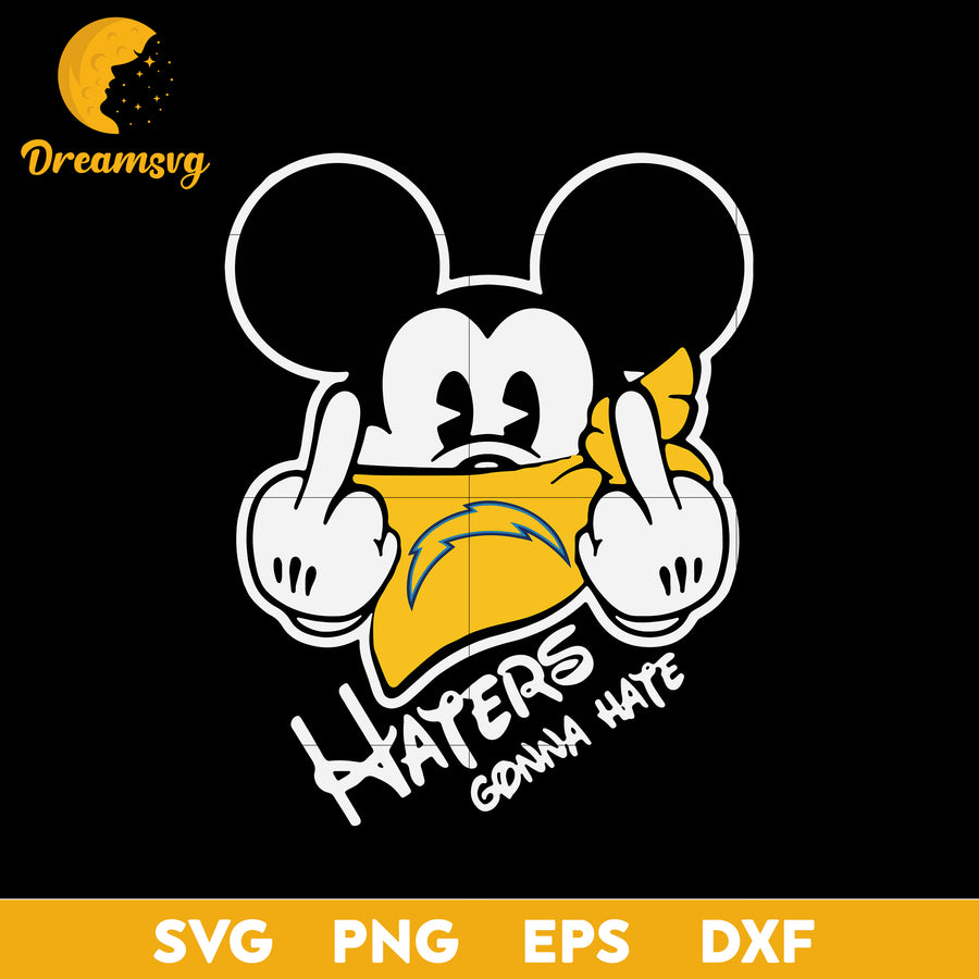 Los Angeles Chargers, Mickey, Haters Gonna Hate Svg, Nfl Svg, Png, Dxf, Eps Digital File.