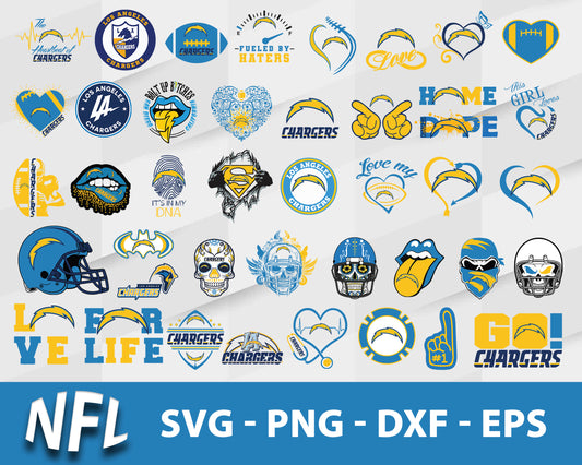 Los Angeles Chargers Svg Bundle, Los Angeles Chargers Svg, Sport Svg, Nfl Svg, Png, Dxf, Eps Digital File.
