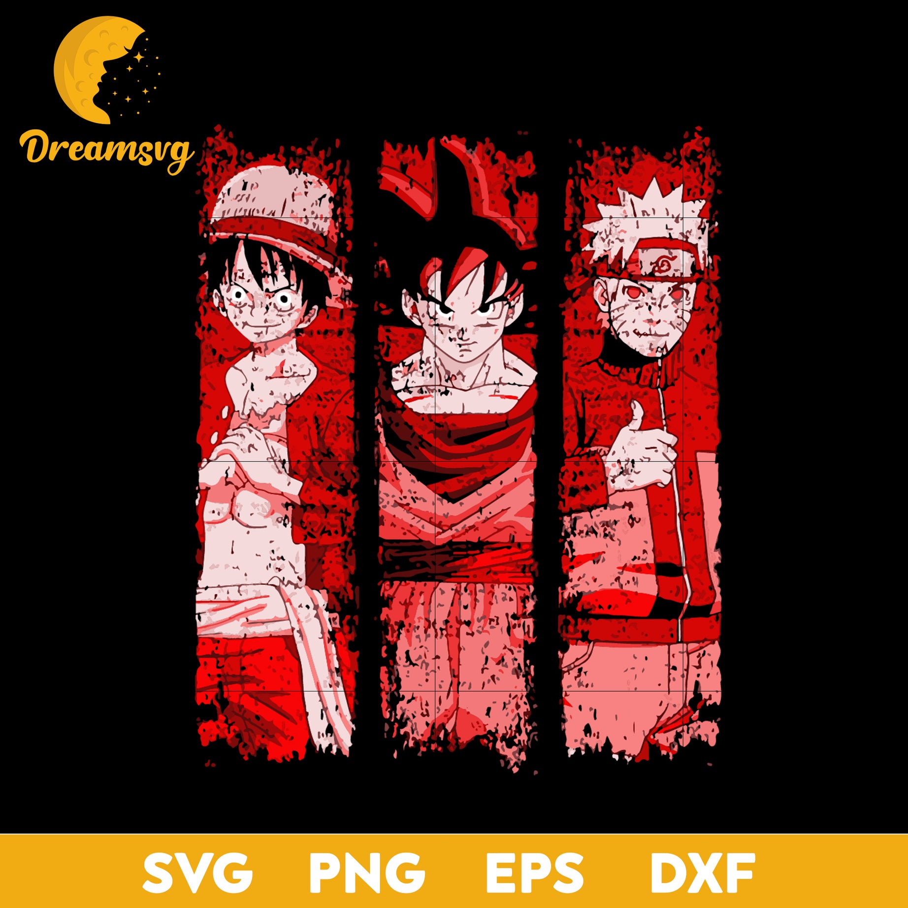 Luffy One Piece Svg, Son Goku Dragon Ball Svg, Uzumaki Naruto Svg,  Anime Svg, png, eps, dxf digital download.