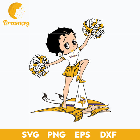 Minnesota Vikings Betty Boop Cheerleader Nfl Svg, Minnesota Vikings Svg, Sport Svg, Nfl Svg, Png, Dxf, Eps Digital File.