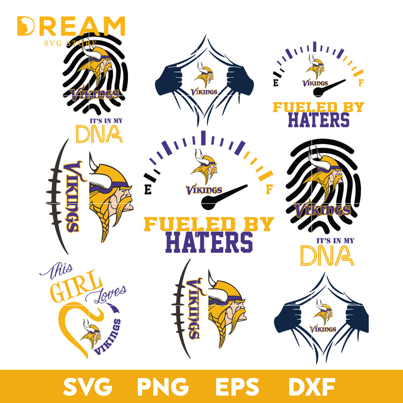 Minnesota Vikings bundle svg, Minnesota Vikings svg, NFL svg, png, dxf, eps digital file