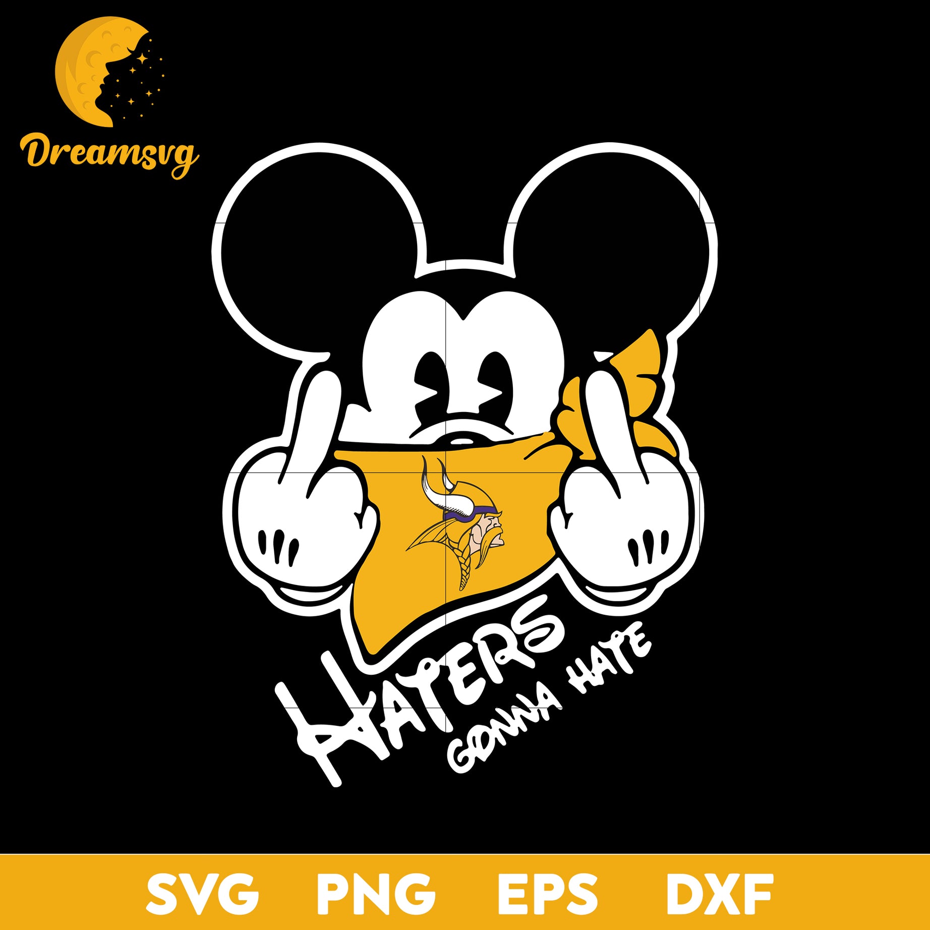 Minnesota Vikings, Mickey, Haters Gonna Hate Svg, Nfl Svg, Png, Dxf, Eps Digital File.