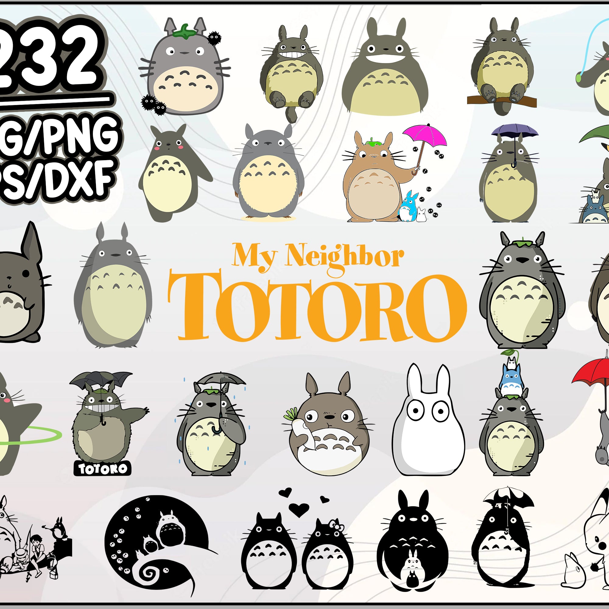 232+ My Neighbor Totoro SVG Bundle, Totoro Cute Svg, Bundle SVG Cricut Silhouette, Cartoon svg, png, dxf, eps digital file