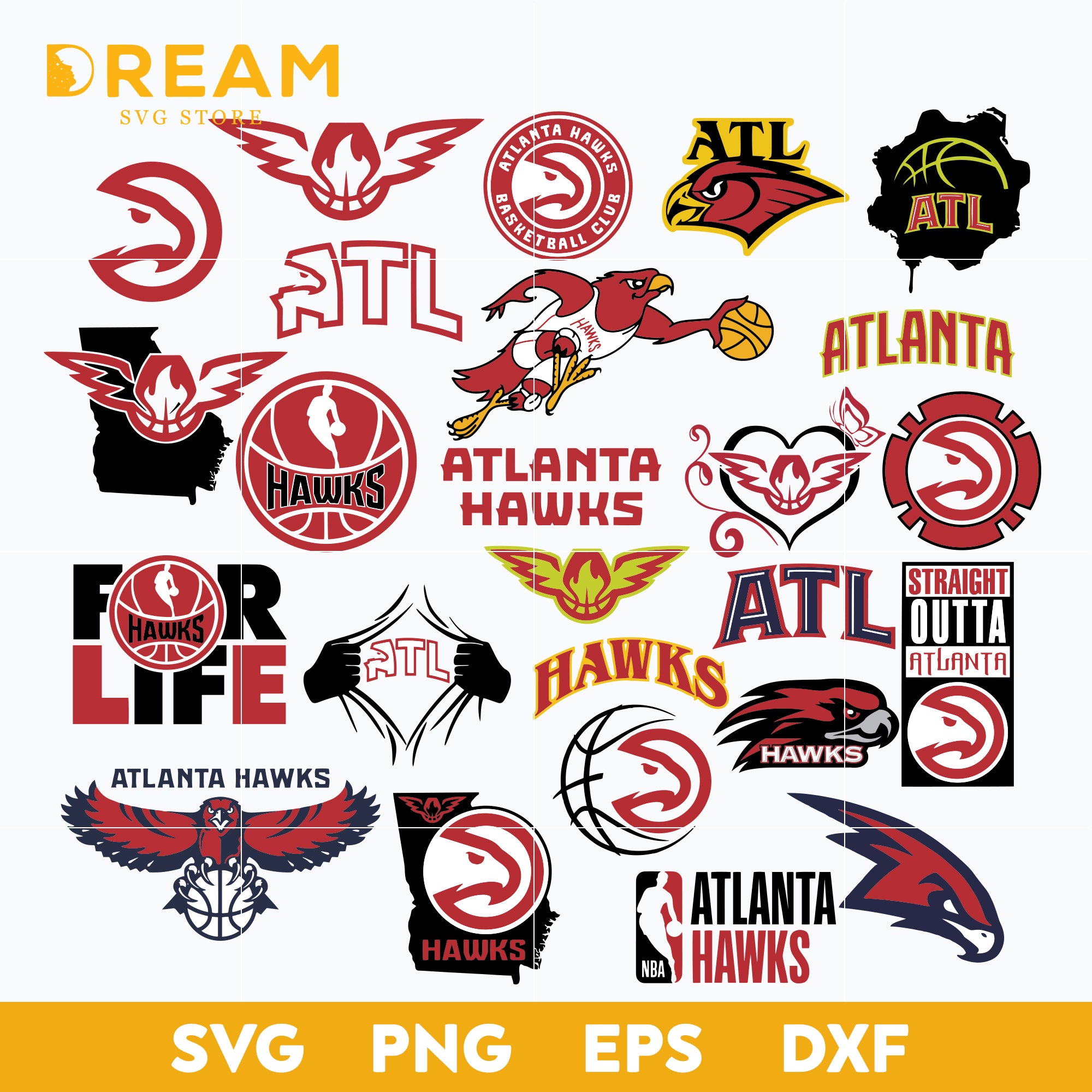 Atlanta Hawks Bundle svg, Bundle Hawks svg, NBA Basketball svg, Sport svg, png, dxf, eps digital file NBA03012126L