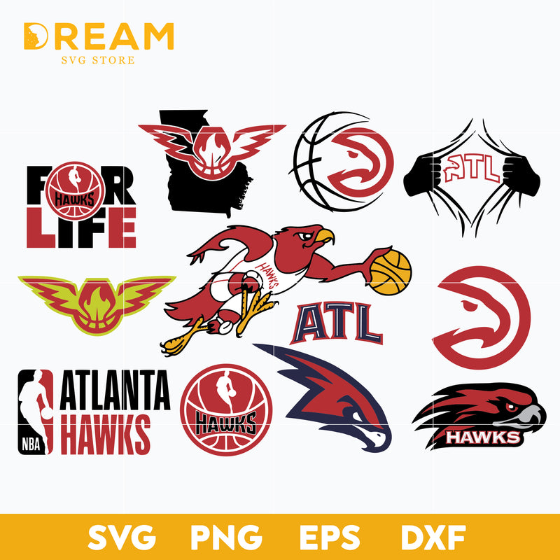 Atlanta Hawks Bundle svg, Bundle Hawks svg, NBA Basketball svg, Sport svg, png, dxf, eps digital file NBA03012127L